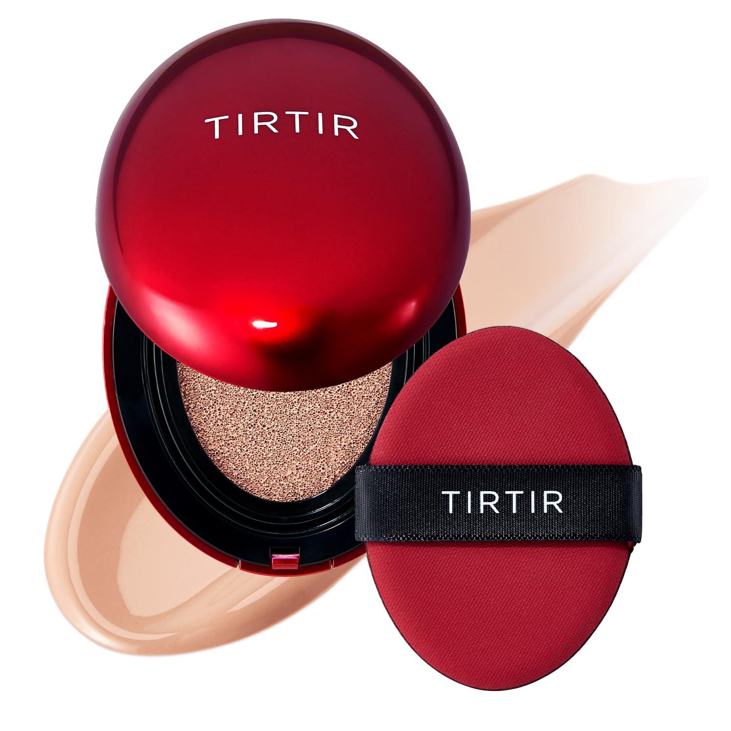 TIRTIR TIRTIR Mask Fit Red Cushion Foundation | Full coverage, Weighless, Skin fit, Satin Glow Finish, Korean cushion foundation (#22C Peach Beige, 0.63 Fl Oz (Pack of 1))