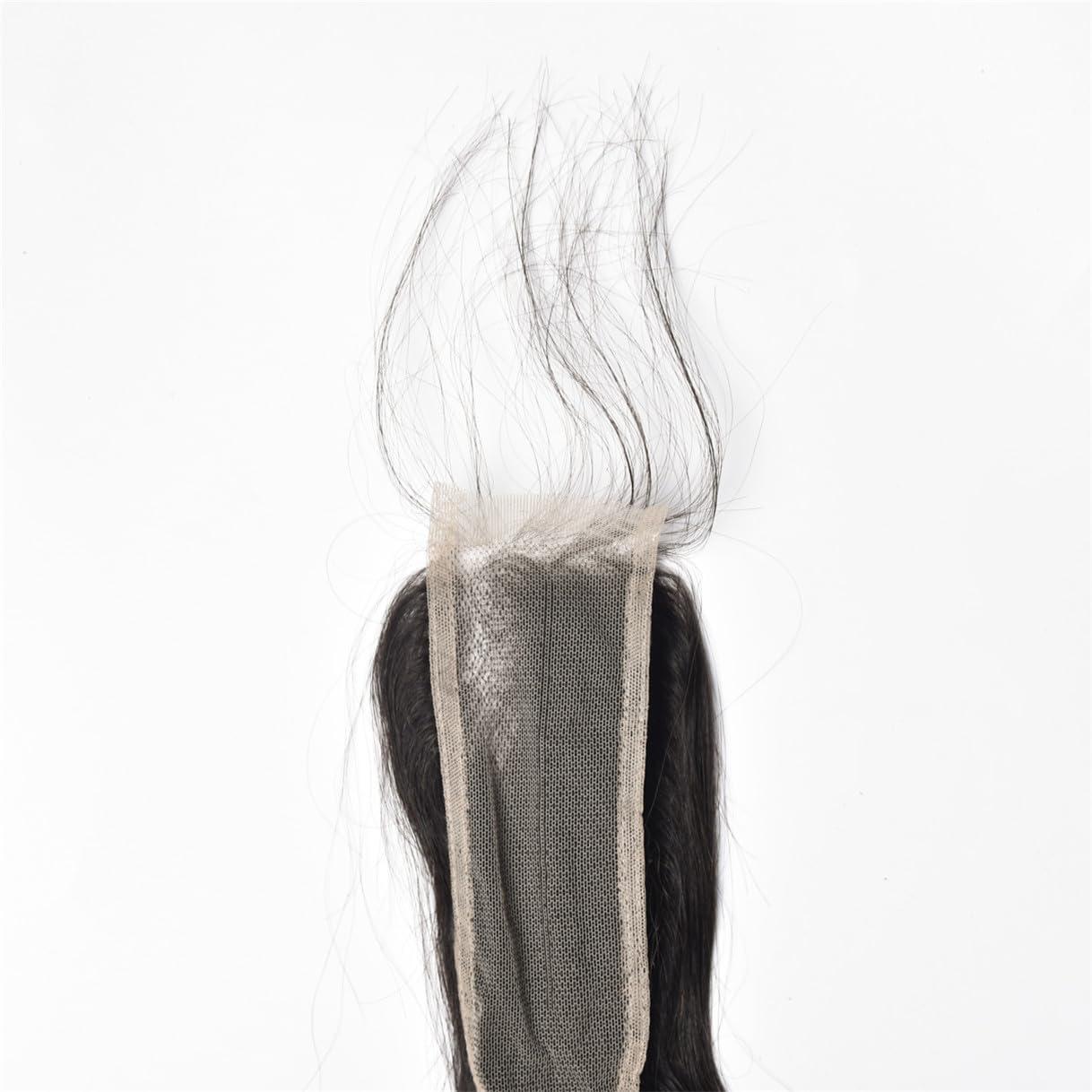 rewcoin Brazilian Loose Deep 2x6 Lace Closure 100% Unprocessed Human Virgin Hair Pre Plucked Loose Deep Wave Pre-Plucked Hairline Frontal Closure Natural Black With Baby Hair (10inch, 2x6 loose deep closure)