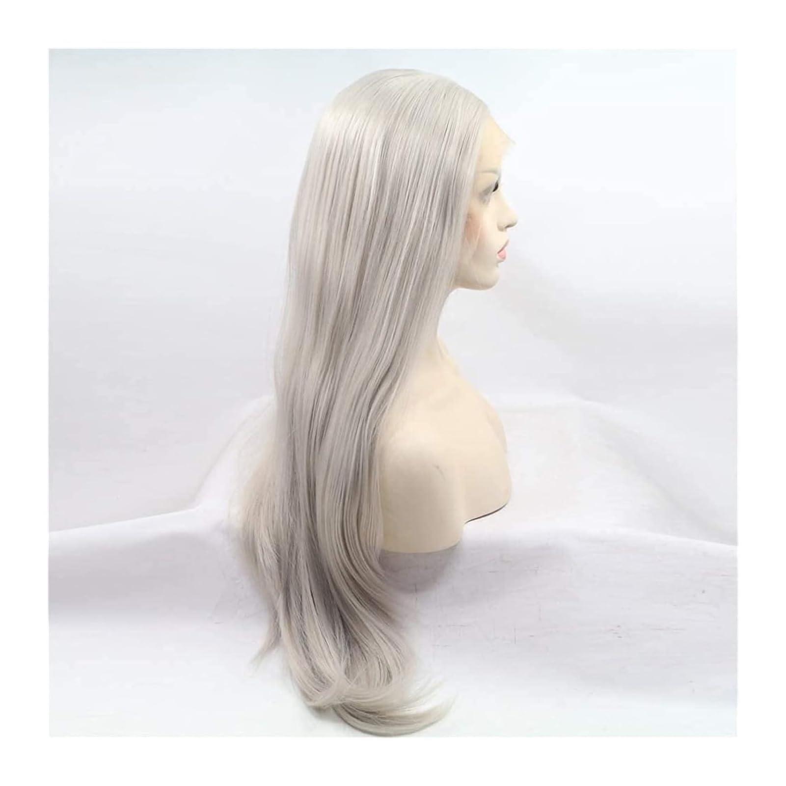 WYNSJDBB WYNSJDBB wigs Women\'s Silver Grey White Wig Long Curly Wavy Hair Wig Heat Resistant Fibers Synthetic Wig Party Wigs for Men natural