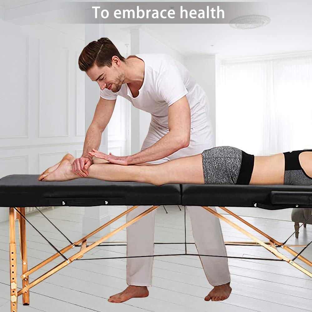 Dkeli Dkeli Portable Massage Table Spa Bed Foldable 73 Inch Height Adjustable Massage Bed with Solid Wooden Legs and Carry Case Tattoo Salon Table Bed Hold Up to 450LBS