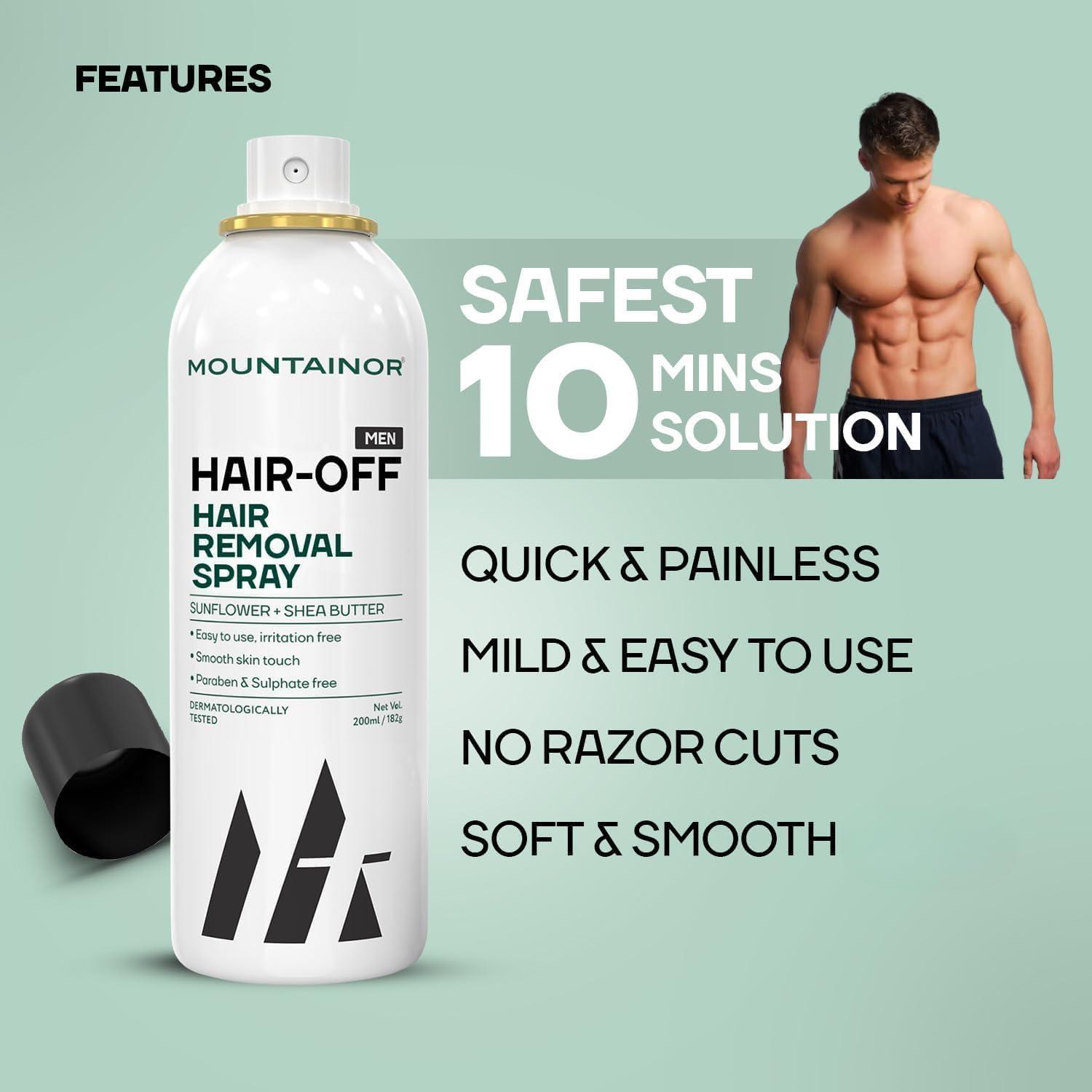 AKSHAR LLC Hair Removal Cream Spray For Men Hair Removal For Chest, Back, Arms, Legs & Under Arms & Safe Certified (Dermatologically Tested) (Pack of 1)