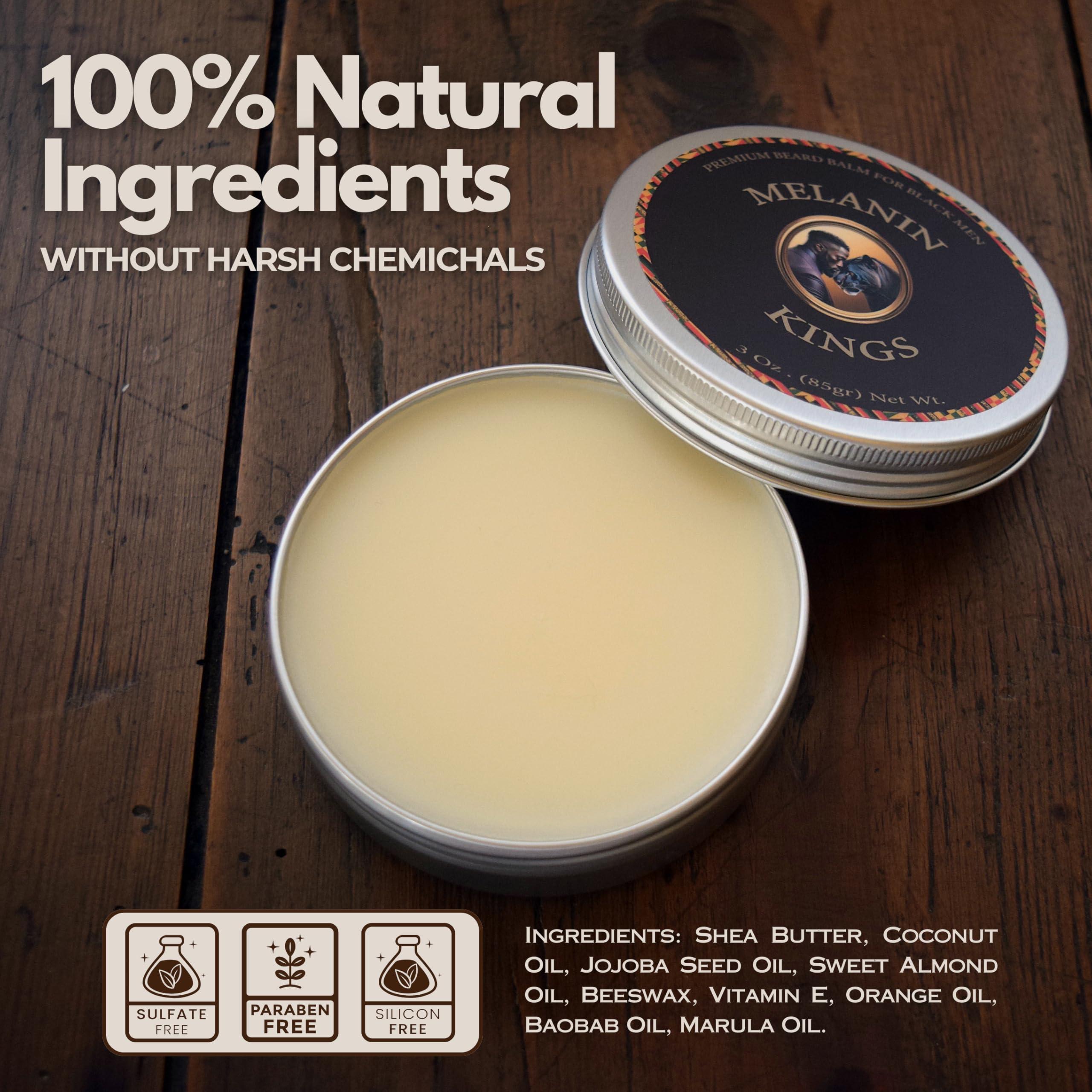 Melanin Kings Melanin Kings Beard Balm for Black Men | 3 oz | Ancient African Ingredients | Specialized formula for black men s Kenyan Sandalwood Scent