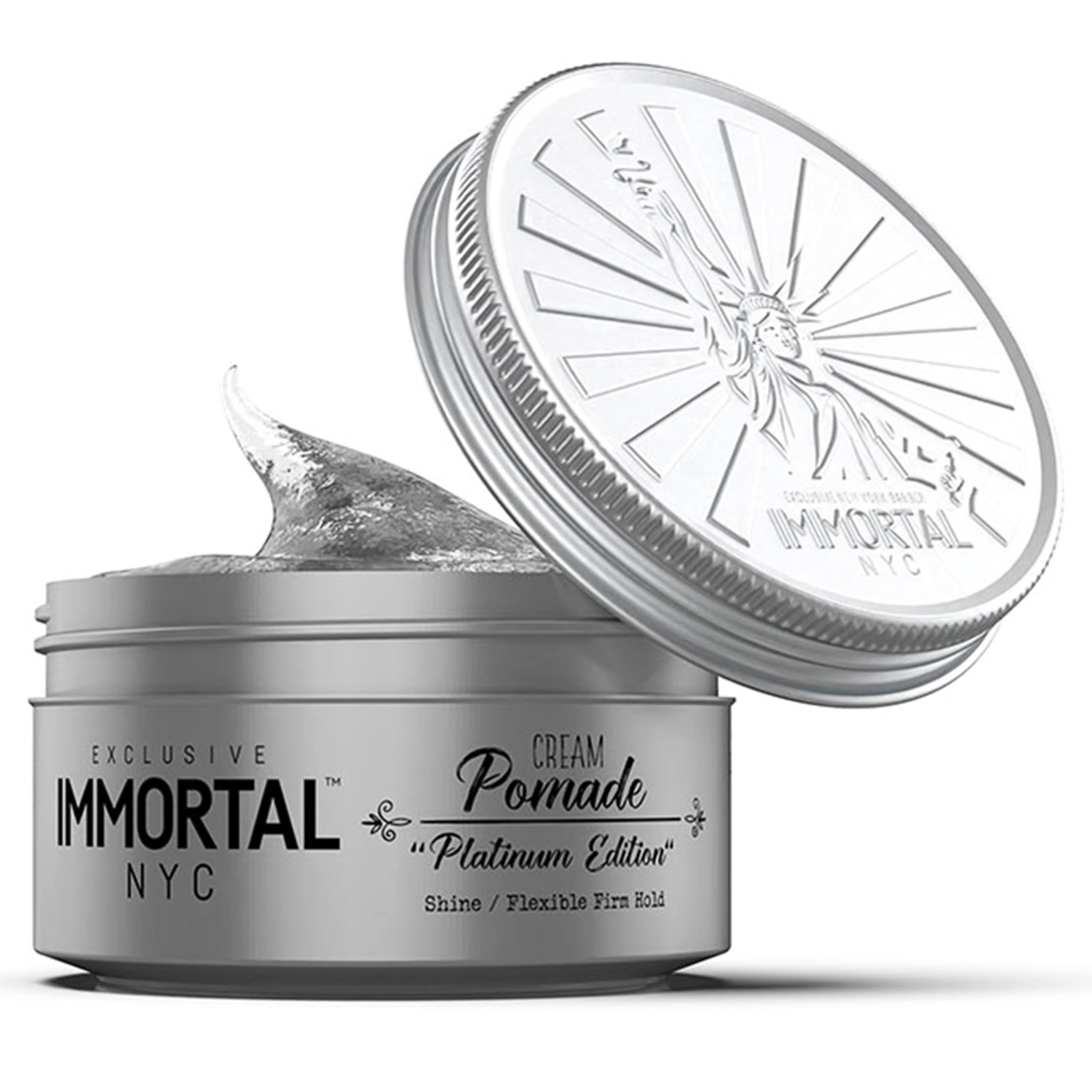 Immortal NYC Immortal NYC Hair Styling Cream Pomade Platinum Edition - Mens Water Based, No Residue Hair Balm - All Natural Pomade -Strong Firm Hold - Gel for All Hair Types