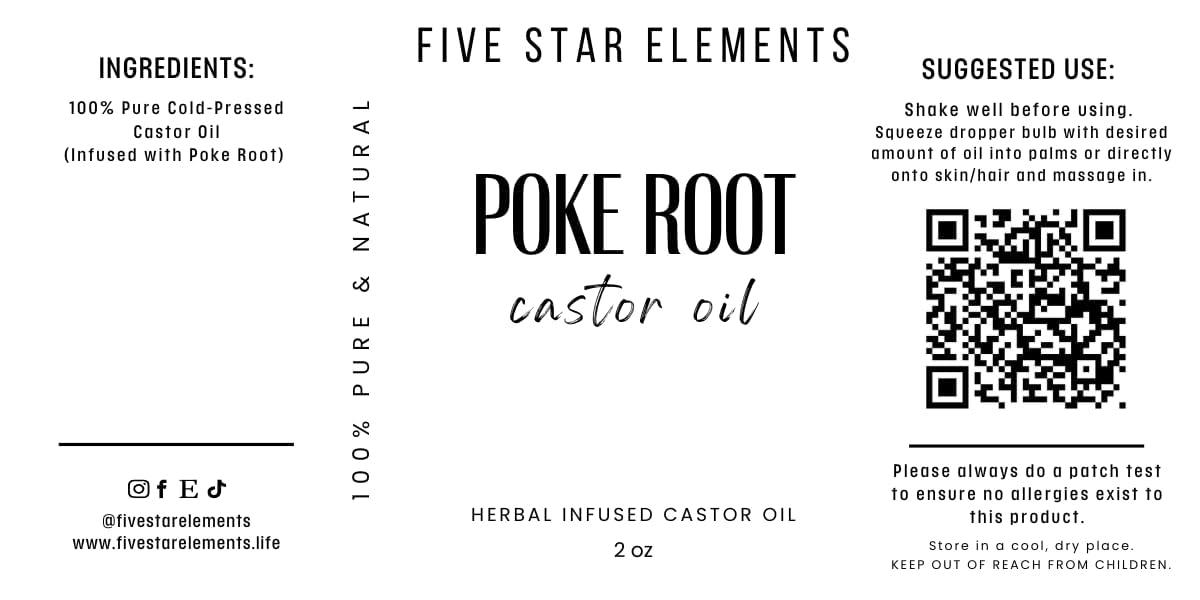 Five Star Elements Five Star Elements Poke Root Castor Oil 2oz, Clear