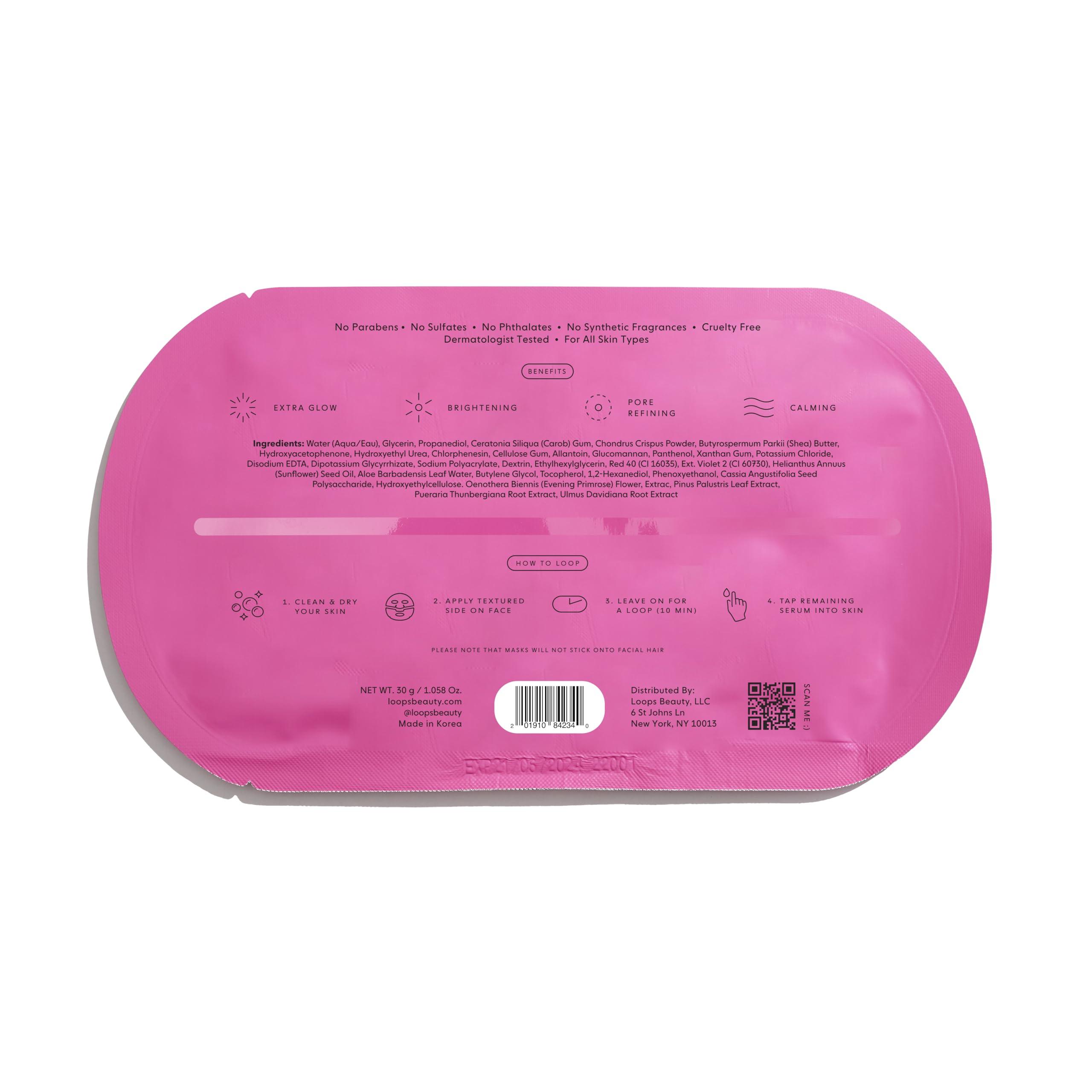 LOOPS LOOPS DOUBLE TAKE - Glow Hydrogel Face Mask - Calms and Soothes Skins Surface - Helps Refine Pores and Brighten for a Flawless Face - Leaves You Glowing and Luminous - For All Skin Types - 1 Pc