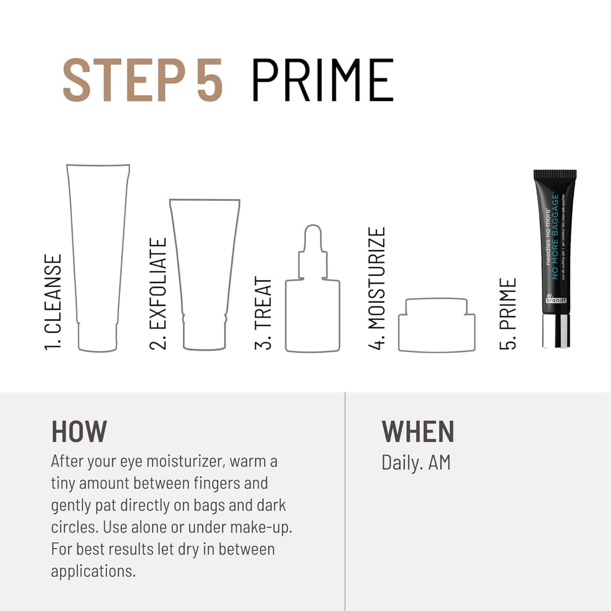 Dr. Brandt Skincare Dr. Brandt Needles No More, No More Baggage Bundle - Minimizes Under-Eye Bags, Puffiness & Dark Circles - Full (0.5 oz) + Travel Size (0.25 oz)