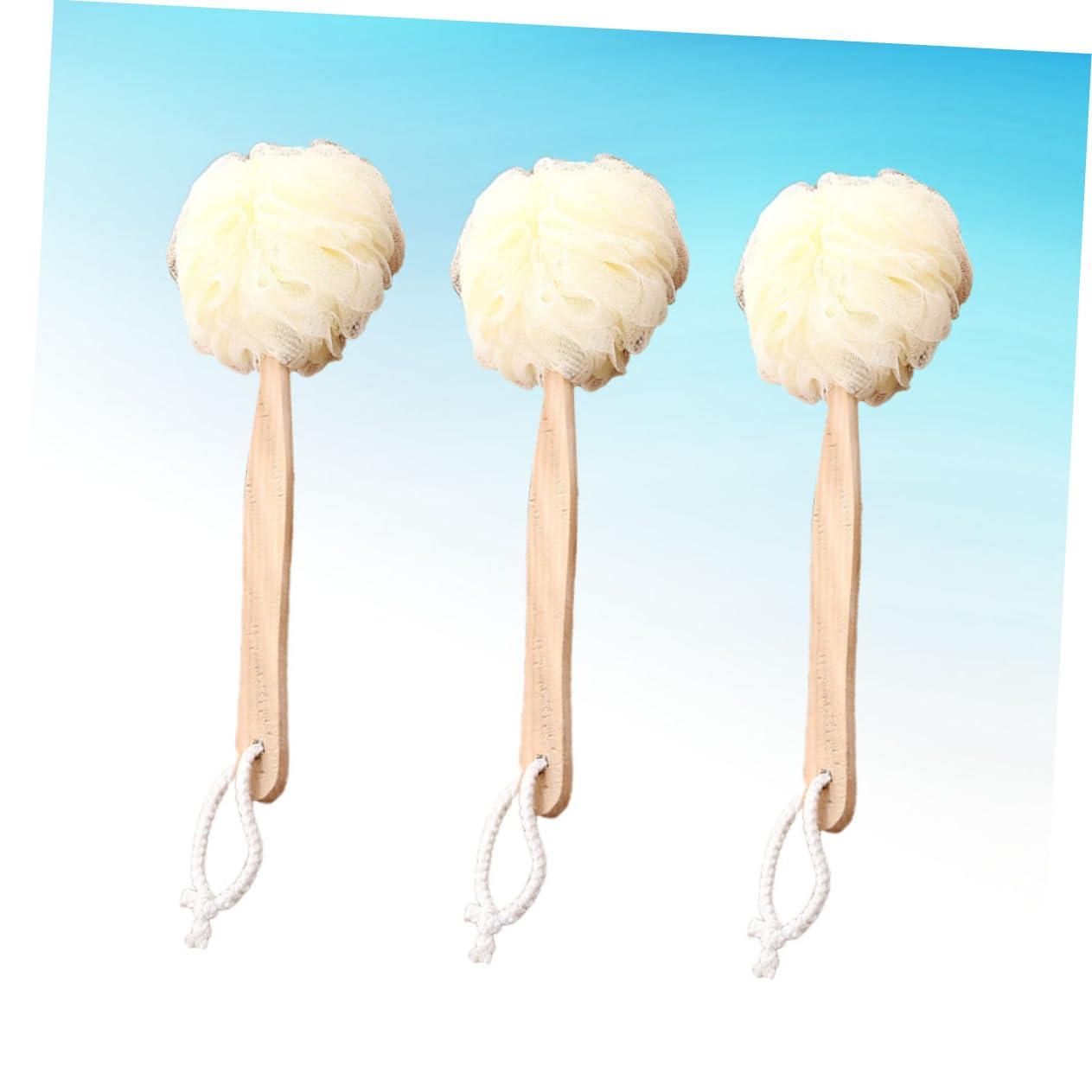 IWOWHERO 3pcs Bath Scrubber Sponge Long Handle Brushes Shower Puff Exfoliating Loufa Mesh Pouf Shower IWOWHERO