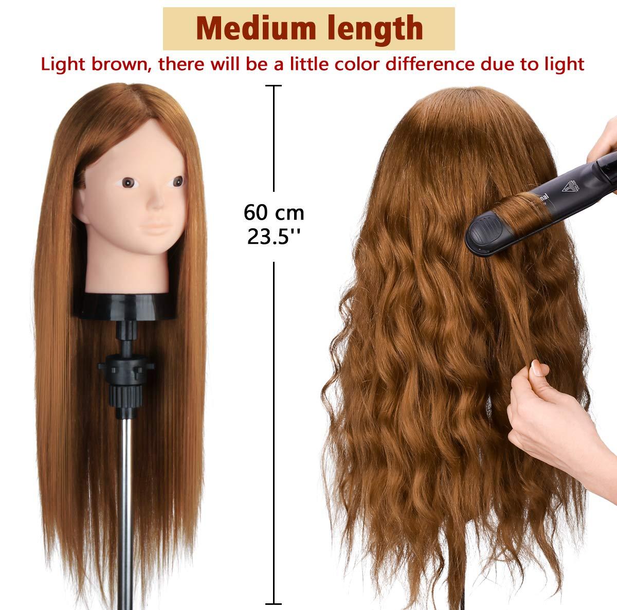 Beauty Star Beauty Star Mannequin Head with 80% Real Human Hair, Manikin Doll Head for Hair Styling, Cosmetology Makeup Hairdressing Training Practice Head with Clamp Stand and DIY Hair Styling Braiding Set