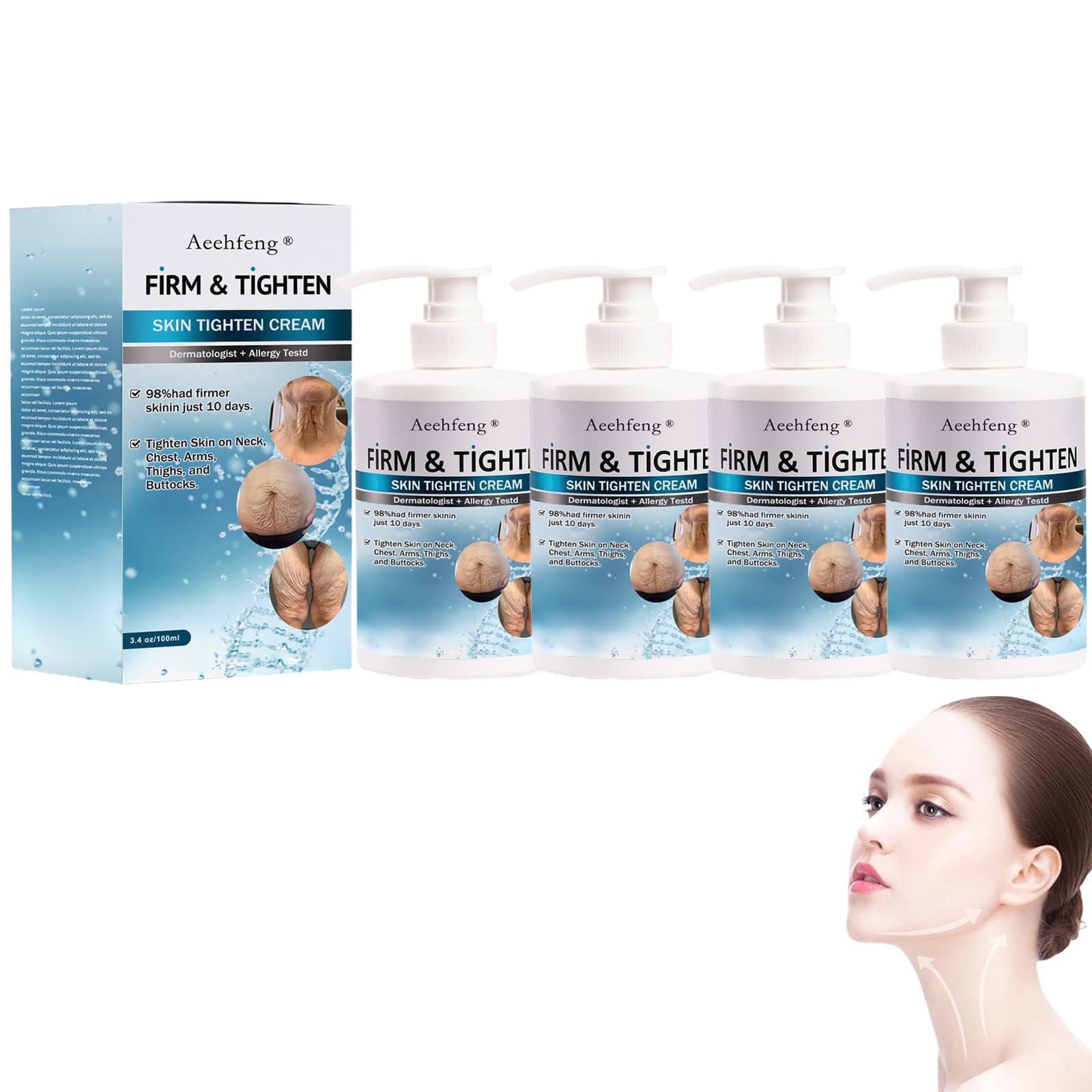 AEEHFENG Aeehfeng Firm Tighten Skin Tighten Cream,Advanced Anti Wrinkle Moisturizer Face&Body Cream,Crepey Skin Care Treatment Targets Look of Crepe Skin, Wrinkles, Sagging for All Skin Types (4Bottles, 100ml)