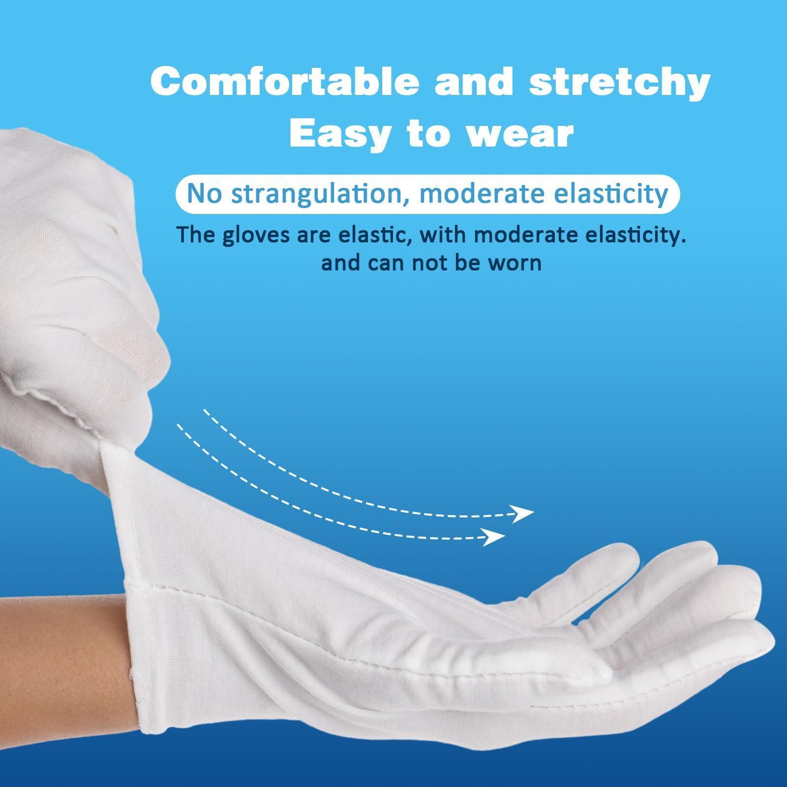 APLZGMG 7Pair White 100% Cotton Gloves for Eczema and Dry Hands - Moisturizing Gloves SPA Overnight - Breathable Sleeping Gloves