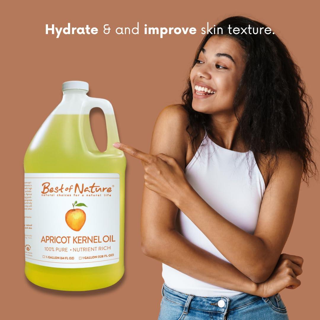 Best of Nature Best of Nature 100% Pure Apricot Oil Lightweight Massage & Body Oil, Unscented Moisturizer for Hair, Skin, Face, Ideal Carrier Oil for Essential Oils, 8 fl oz