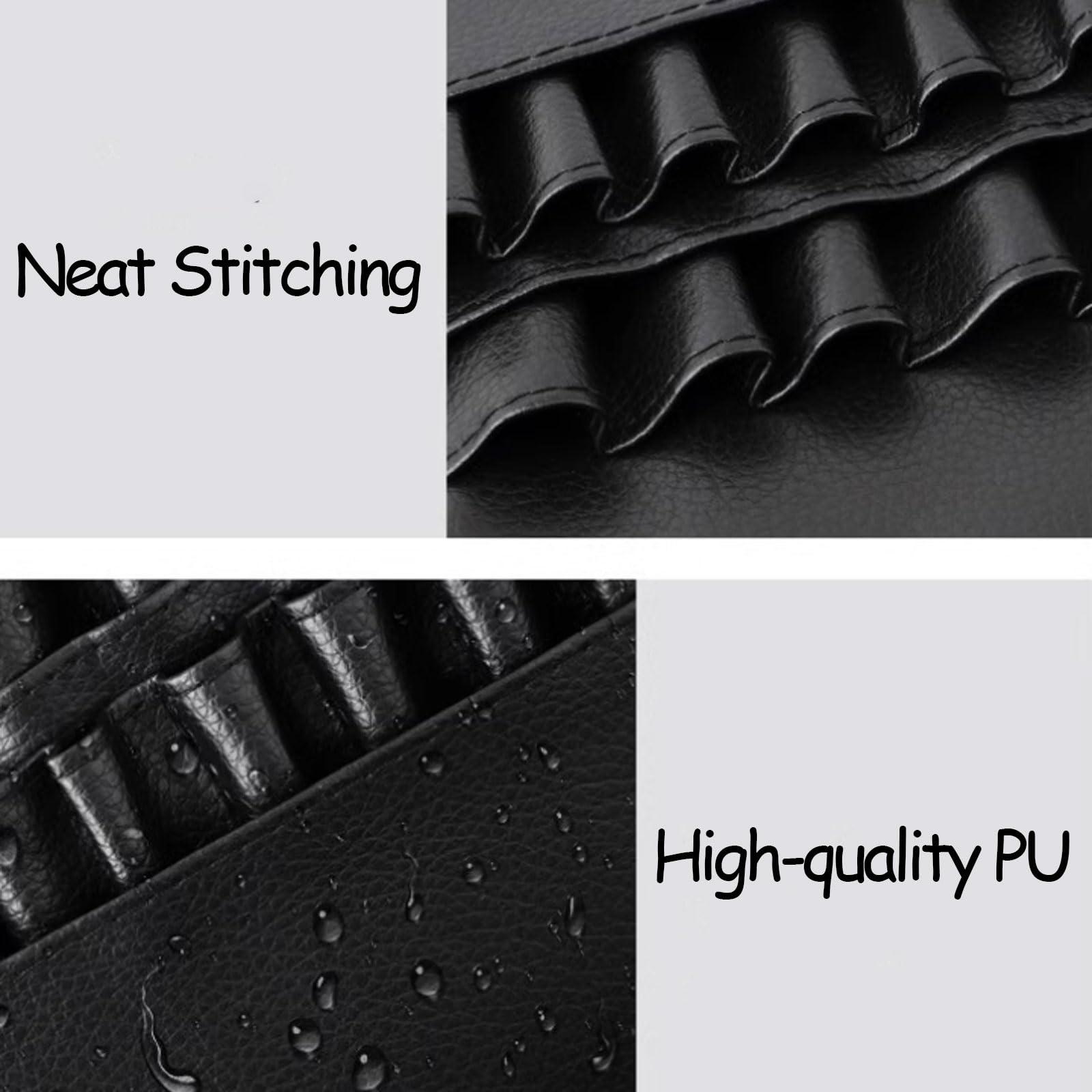 ZJchao Makeup Artist Bag, Makeup Brush Waist Bag, Makeup Brush Bag with Belt, Makeup Artist Waist Bag PU Material Cosmetic Tool Storage Holder for Brush