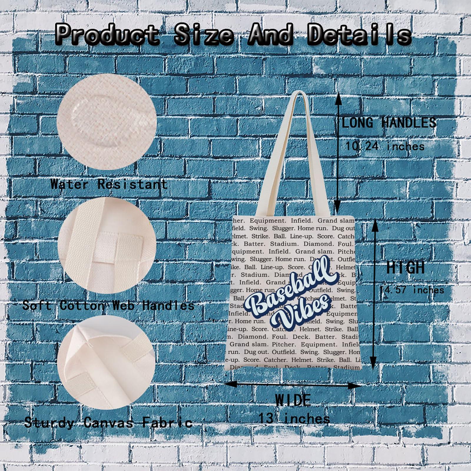 MNIGIU MNIGIU Baseball Vibes Tote Bag Baseball Lover Gift Game Day Gift for Baseball Team Baseball Group (Baseball Vibes Tote Bag)