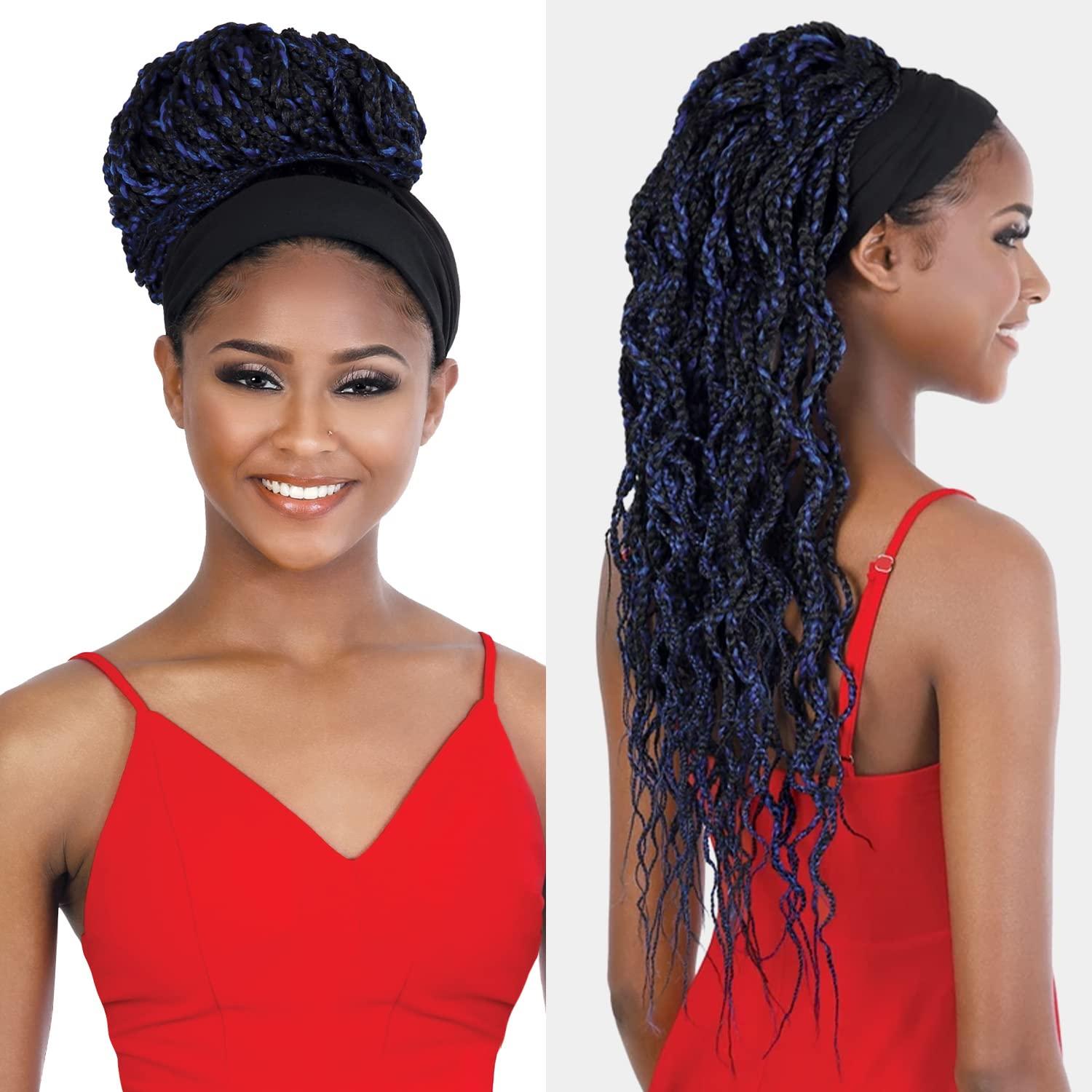 Generic Seduction Quick Wrap with Headband Wig WRAP.BX36W Box Braid Wavy 36" (RAINBOW)