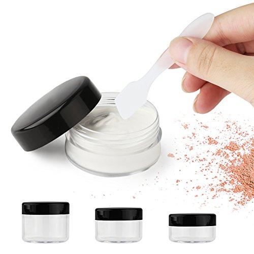 Accmor Accmor 15 Pieces Empty Clear Plastic Sample Containers with Lids 10/15/ 20 Gram Size Cosmetic Pots Jars with 5 Pieces Mini Spatulas