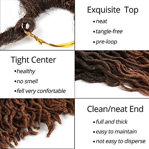 ZQIAN BEAUTY Faux Locs Crochet Hair 12 inch - 6packs/Lot Bo Faux Locs Crochet Hair Curly Dreadlocks Synthetic Faux Locs Braiding Hair Extensions ( 20 Roots/Pack ) #T1B/30