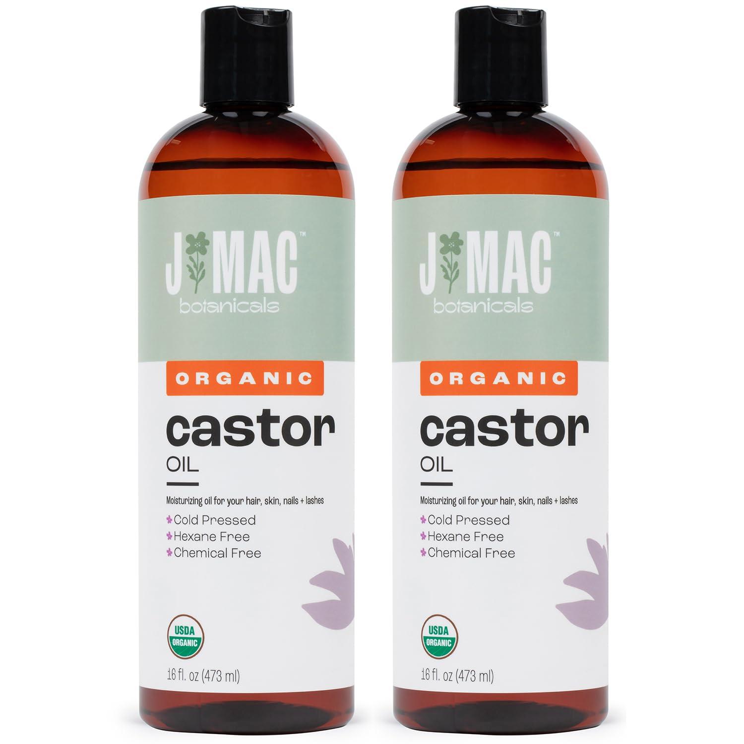 J MAC BOTANICALS J Mac Botanicals Organic Castor Oil, Cold Pressed (32 oz) unrefined, cold pressed, hexane free for face, skin, eyelashes, pack wraps, pads