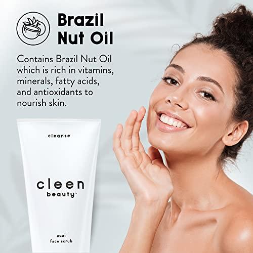 CLEEN BEAUTY Cleen Beauty Acai Face Scrub | Acai Face Exfoliator | Exfoliating Face Wash with Brazil Nut Oil & Avocado Oil | Facial Scrub - Paraben Free, SLS Free | Exfoliating Face Scrub | 6.0 Fl Oz