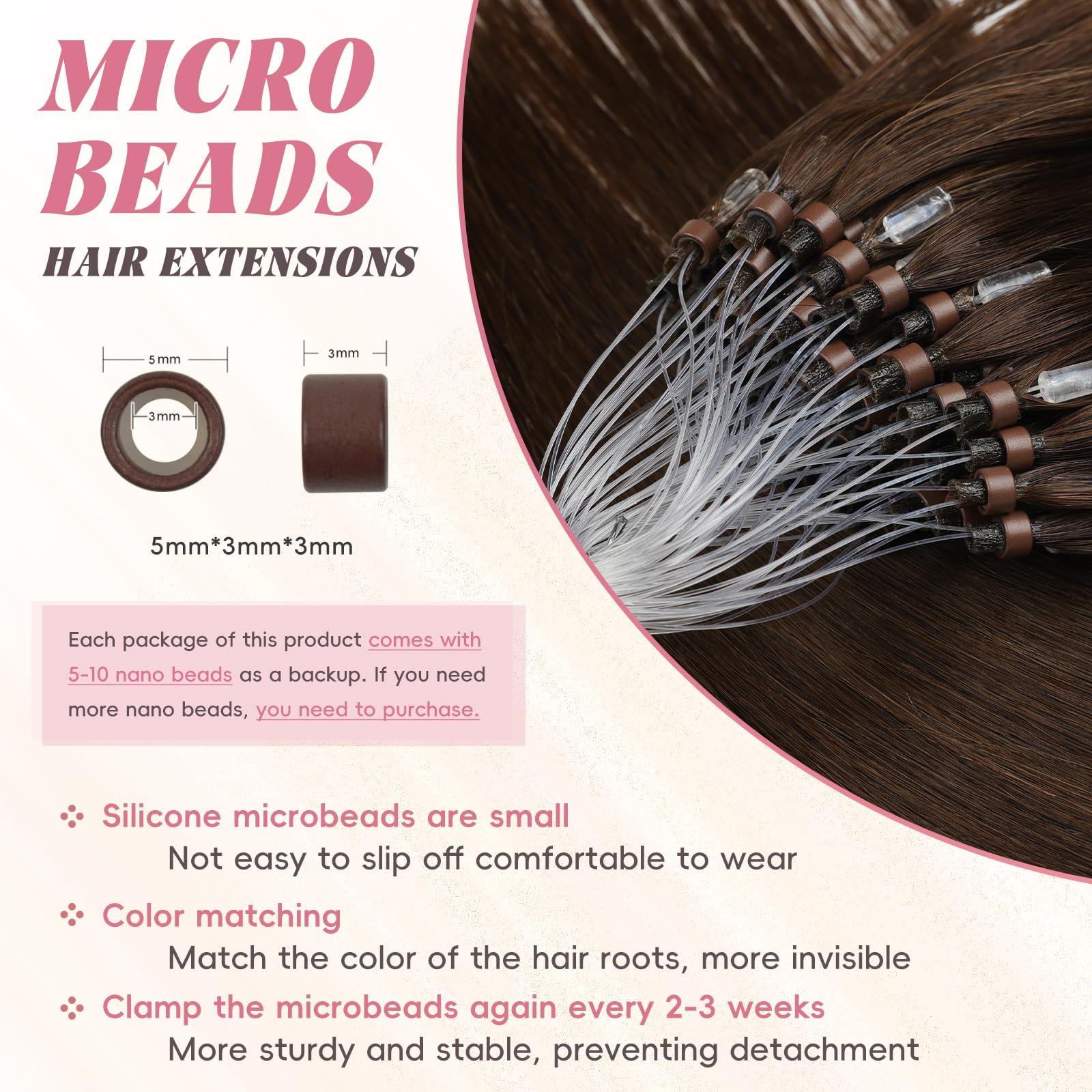 Eliysako Microlink Hair Extensions Human Hair 50g 20inch(#4) Chocolate Brown Micro Link Hair Extensions Human Hair Microbead Hair Extensions Microloop Hair Extensions Human Hair For Women