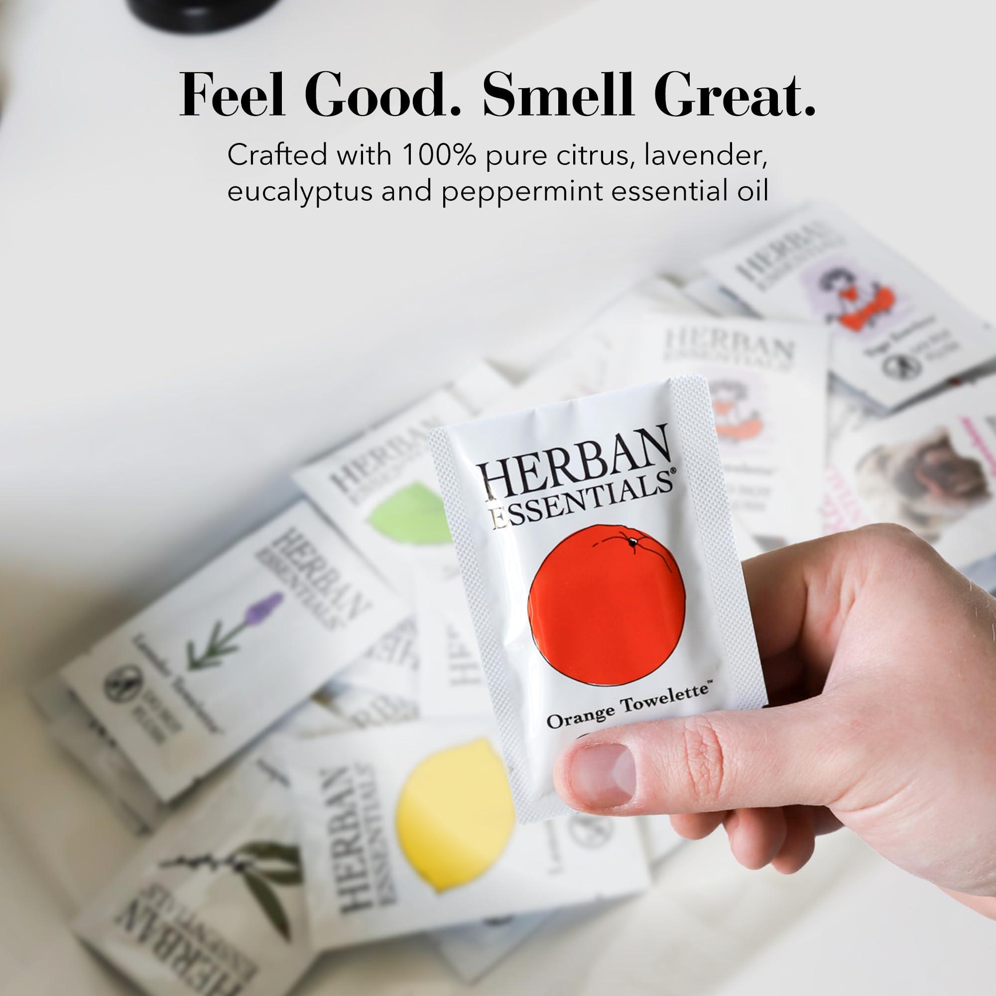 Herban Essentials Herban Essentials - Assorted Wipes & Towelettes - Essential Oil Wipes for Hands, Face and Body - Travel Size Essentials and Toiletries - Natural, Individually Wrapped, Disposable and Moist (20 count)