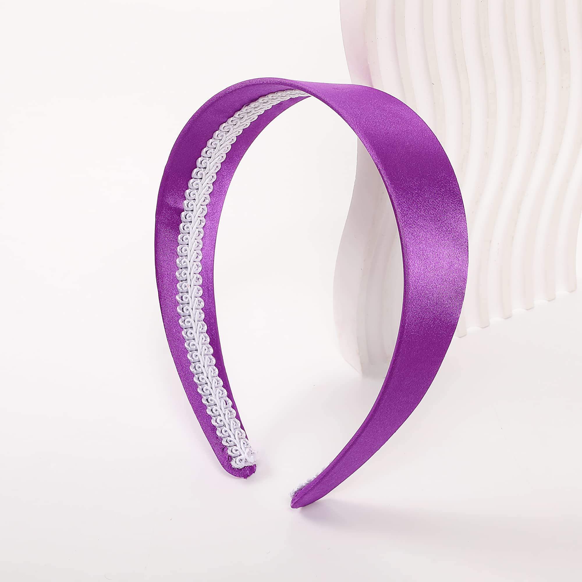 Ivyu Purple Headband for Women Wide Thick Headbands Purple Headband Daphne Halloween Satin Headbands for Adults Girls 60s 70s Headband Hard Head Bands