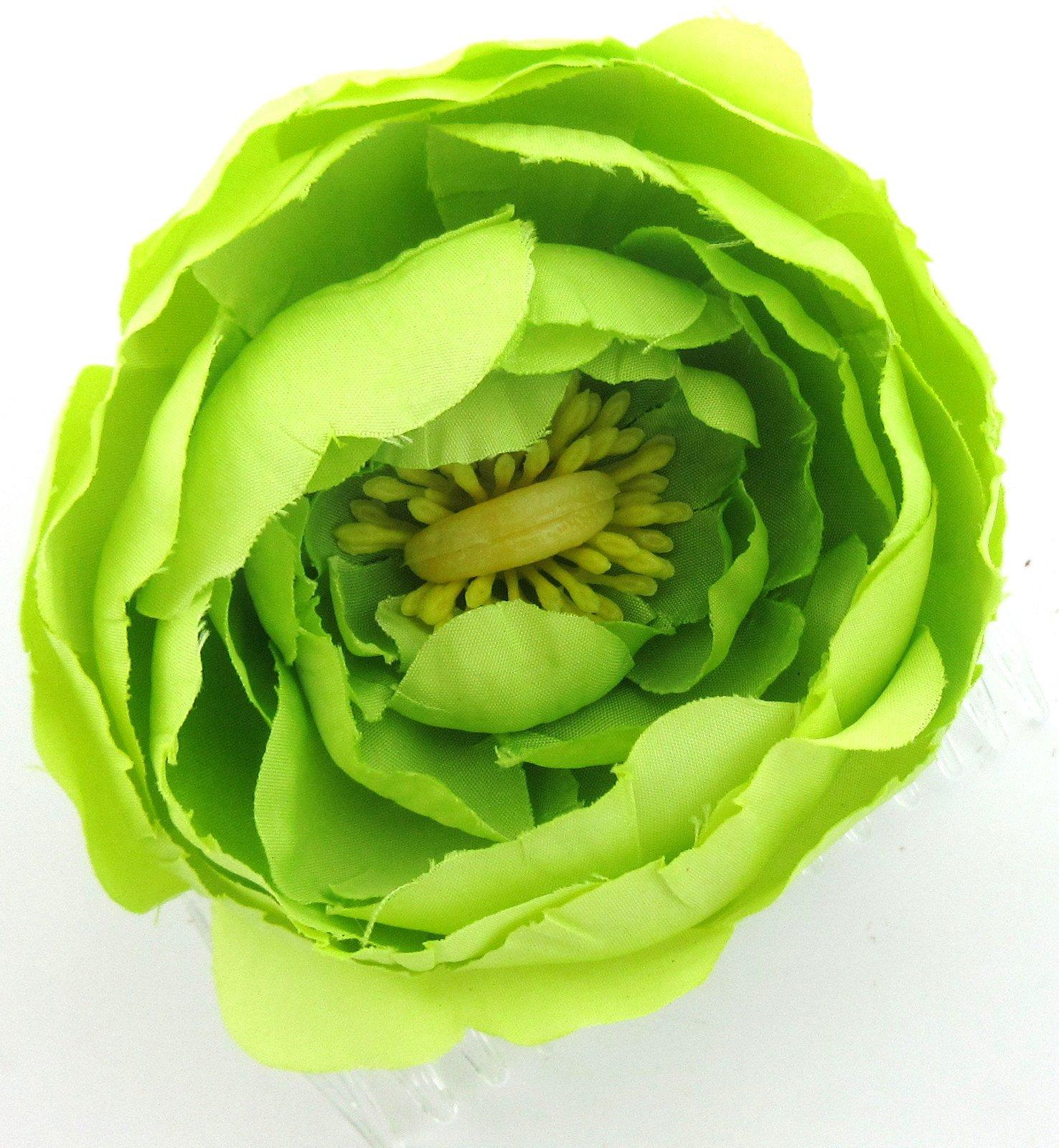 oceansEdge11 2 1/2" Lime Ranunculus Silk Flower Hair Comb