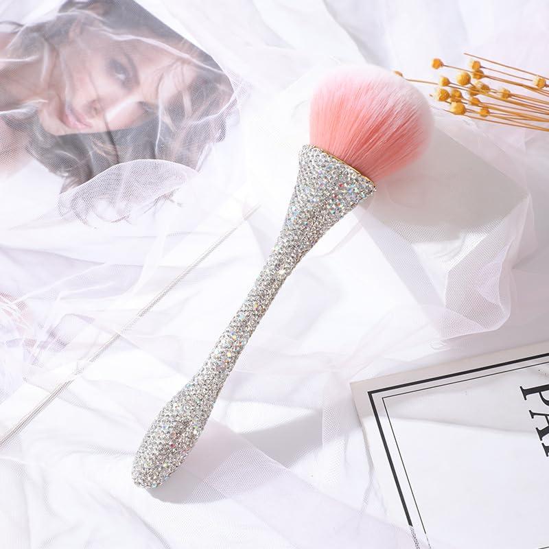 Bestbling Bestbling Bling Rhinestone Large Mineral Powder Brush Makeup Brush Cosmetic Brush Foundation brush Perfect For Large Coverage Powder Bronzer Blush Blending Buffing 1 piece (Silver)