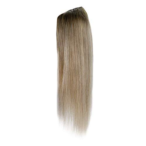 Full Shine Full Shine U Part Human Hair Wigs Half Wig With Clip Ins Middle Part Remy Hair U Part Wigs Ombre Balayage Brown with Blonde Human Hair Wigs 150Grams 20Inch