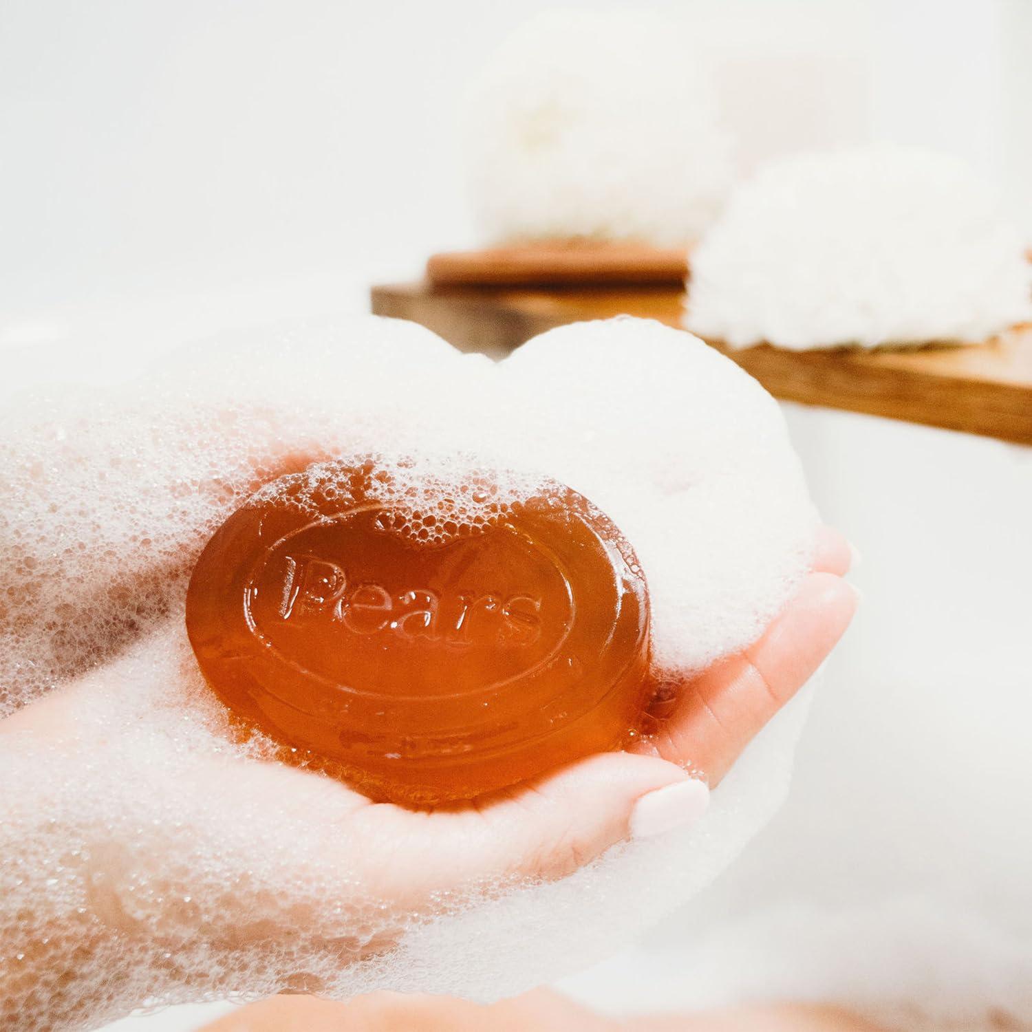 PEARS Pears Soap, Face & Body Soap, Amber Pure & Gentle Transparent Bar Soap, Moisturizing Glycerin Soap with Natural Oils for Pampered, Glowing Skin, 4.4 Oz (Pack of 24)
