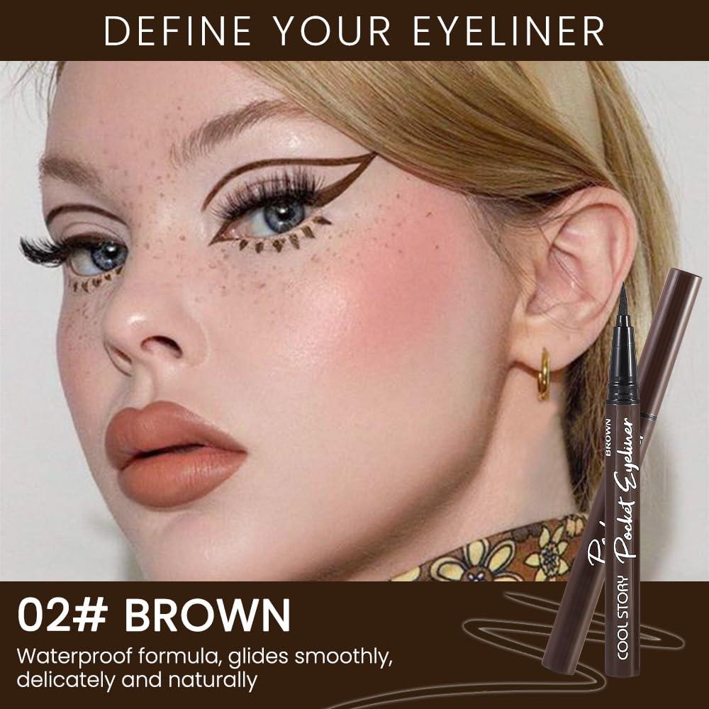 AMY\'S DIARY AMY\'S DIARY Waterproof Brown Liquid Eyeliner Pen Professional Makeup Liquid Eye Liner Pencil Long Lasting and Smudge Proof Eye Makeup for Women (2#brown)