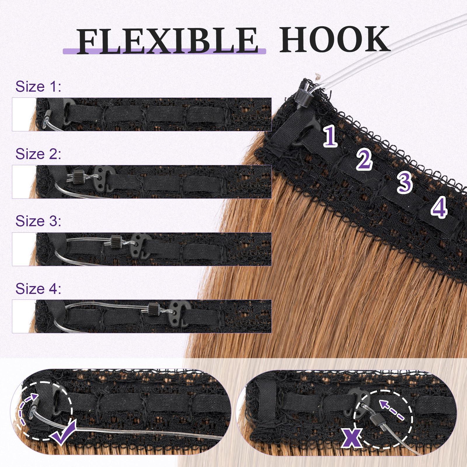 prokyvity Halo Hair Extensions Real Human Hair,Prokyvity Halo Hair Extension,100% Human Hair Halo Extensions,Halo Extensions Human Hair,Adjustable Halo Extensions 06 Light Brown 16inch/65g