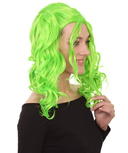 HalloweenPartyOnline Dolly Pigtail Ponytail Wig (Adult, Lime)
