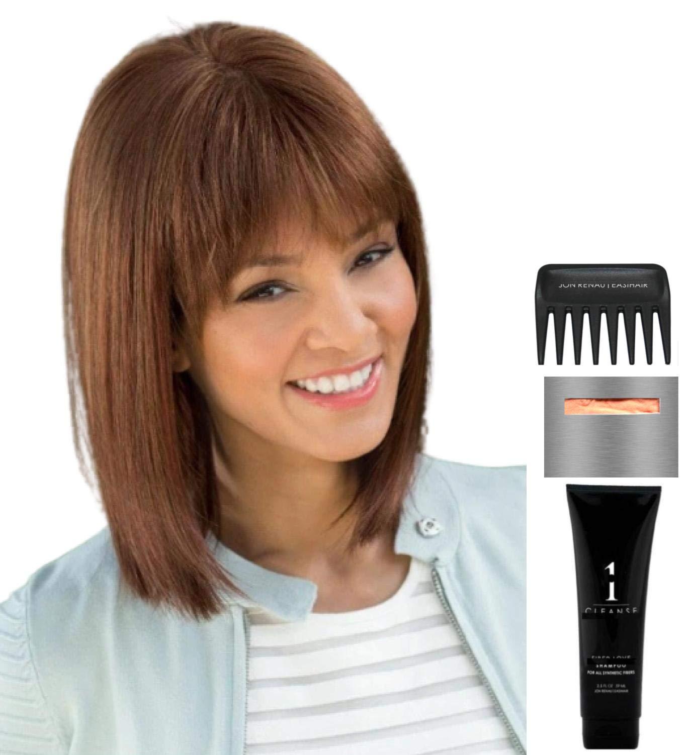 Amore & Christy's Wigs Bundle - 5 Items: Tatum Wig by Amore, Christy\'s Wigs Q & A Booklet, 2oz Travel Size Wig Shampoo, Wig Cap & Wide Tooth Comb - Color: MAPLE SUGAR