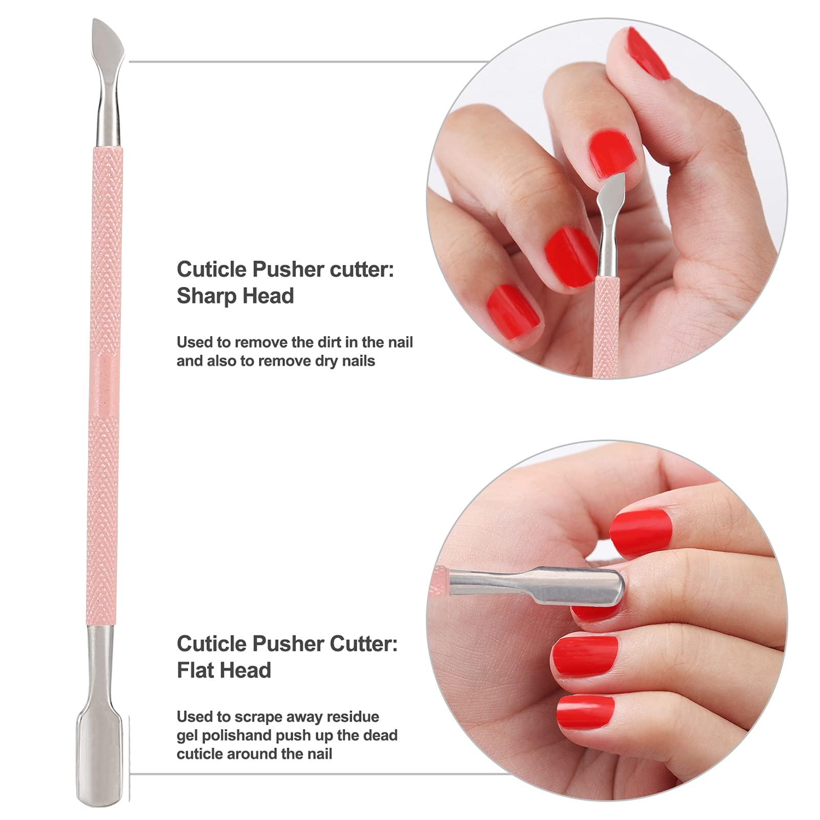 YINYIN Cuticle Trimmer with Cuticle Pusher and Cutter-YINYIN Cuticle Cutter Cuticle Nipper Professional Stainless Steel Cuticle Clippers Durable Pedicure Manicure Tools for Fingernails and Toenails (Pink)