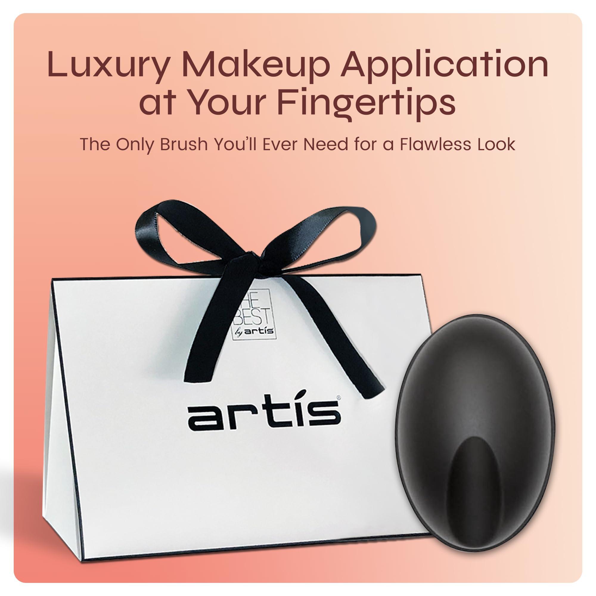 Artis Artis Elite Black Mini Palm Makeup Brush | Luxury Synthetic Cosmefibre Brush | Ideal for foundation, SPF, Skincare | Use with liquids, powders, and creams | Creates a Streak-free application