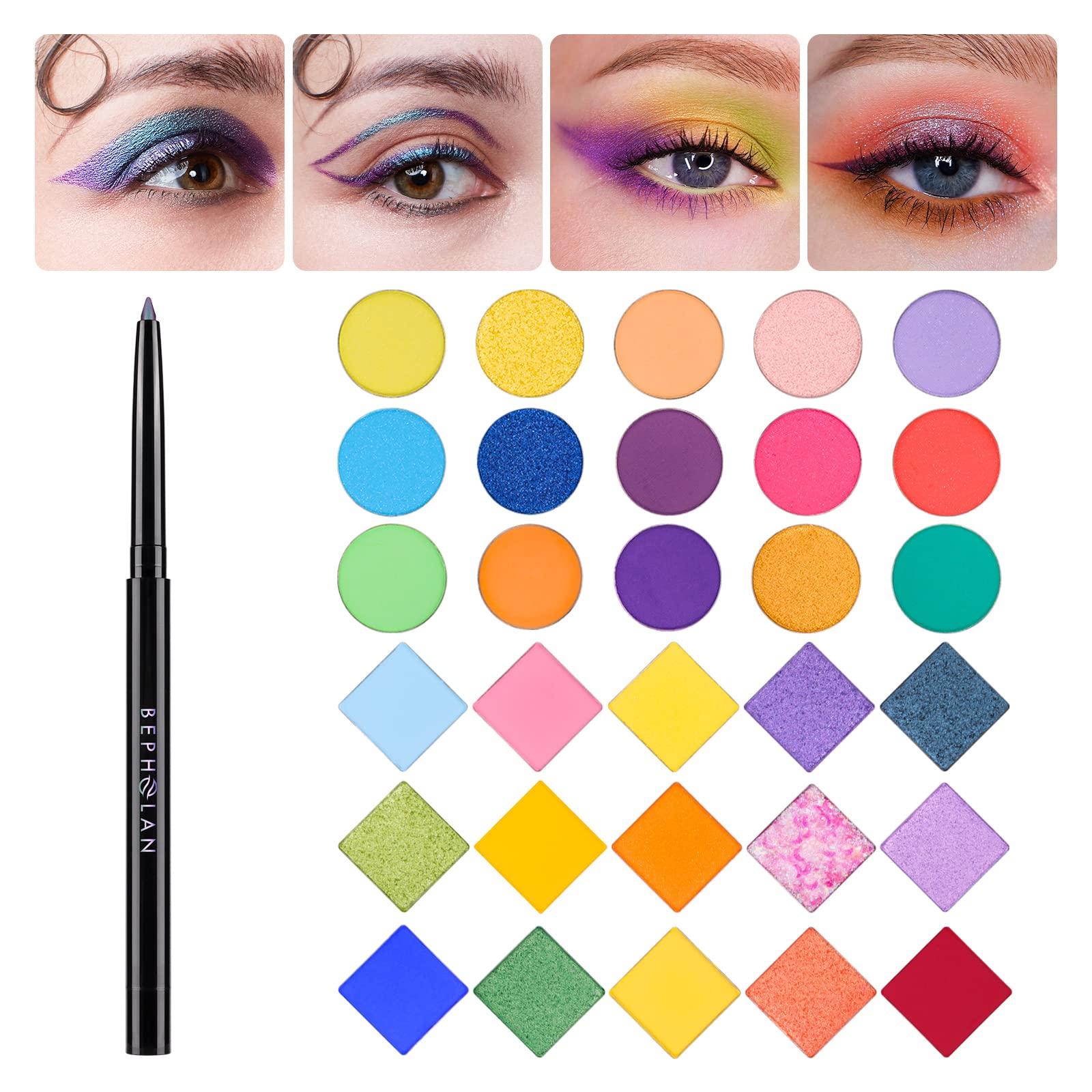 BEPHOLAN BEPHOLAN Eyeliner Pencil and Eyeshadow Palette,Purple Eyeliner,Blue Purple Shifting Colors Glitter Waterproof Eyeliner,24h Long-Lasting Metallic Colored Eyeliner Pen,Purple-Blue Shifting