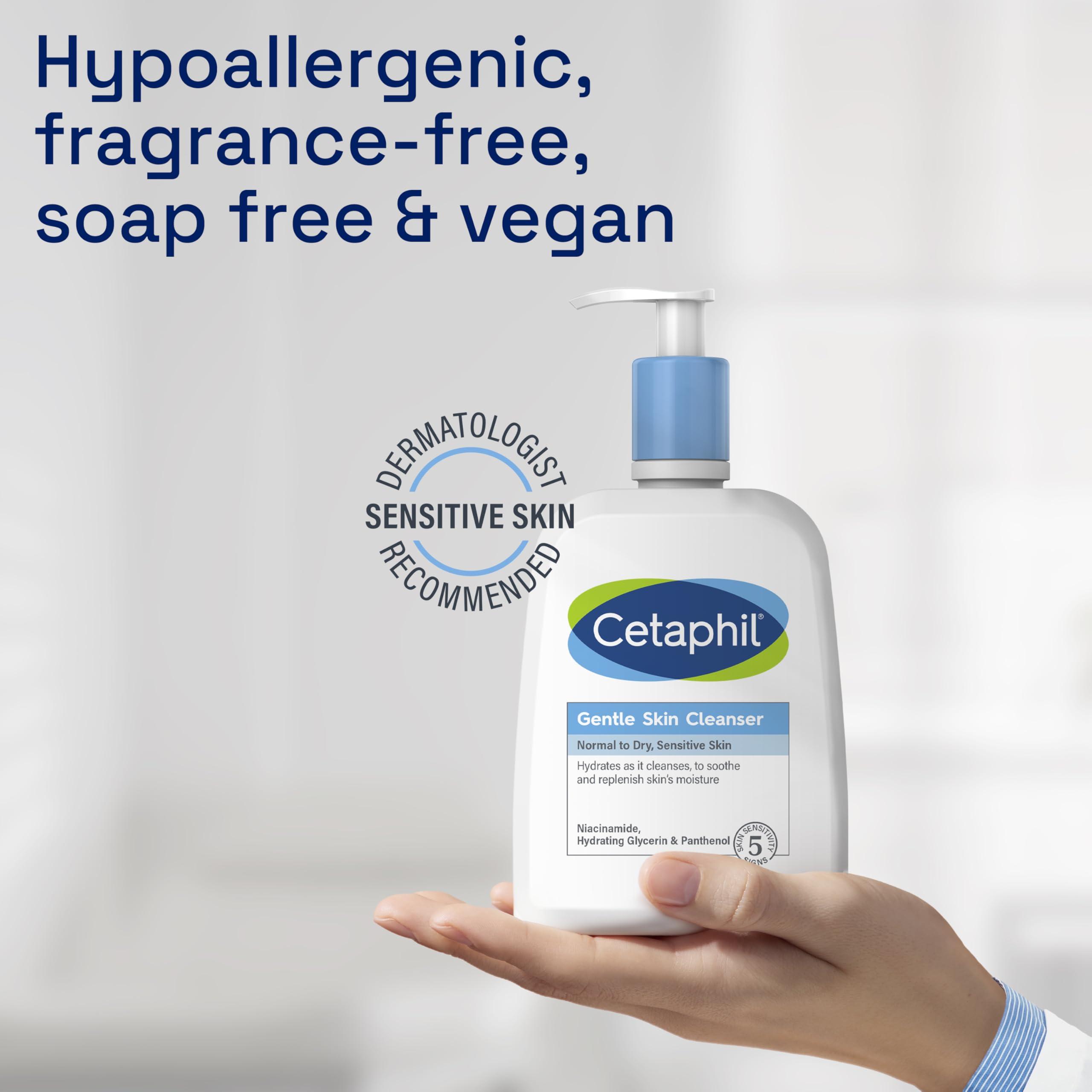 Cetaphil Cetaphil Gentle Skin Cleanser, 473ml, Face & Body Wash, For Normal To Dry Sensitive Skin, With Niacinamide & Glycerin, Soap Free