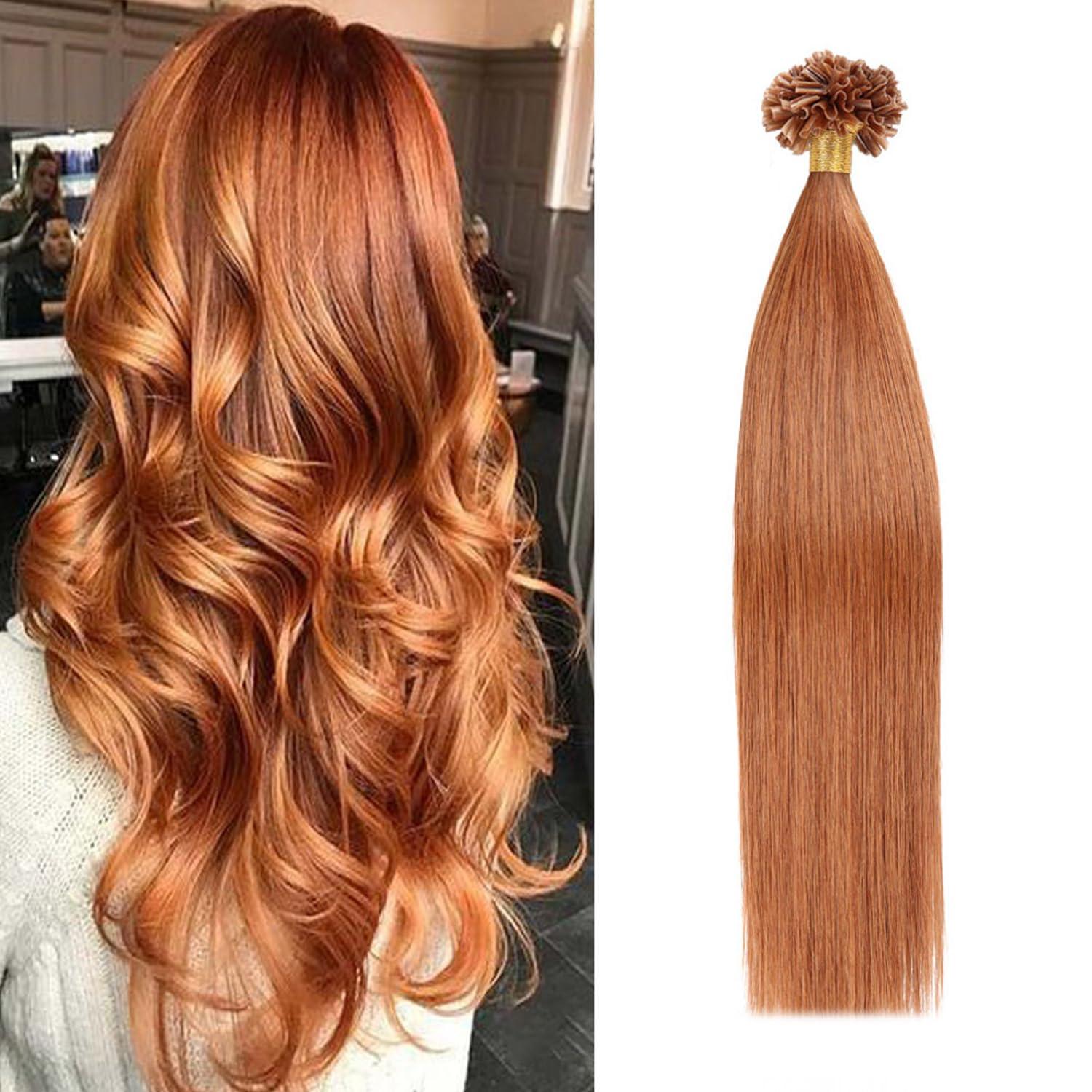 ROBBIN U Tip Hair Extensions Human Hair Extensions U Tip Keratin Hair Extensions 24Inch,#30,24inch