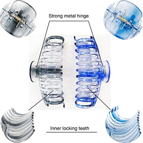 ACCGLORY Accglory 5.5 Inches Extra Large Hair Clips for Long Thick Hair Women’s Jumbo Hair Claw Clips 2 Counts in Set Hair Accessories (grey and marine blue)