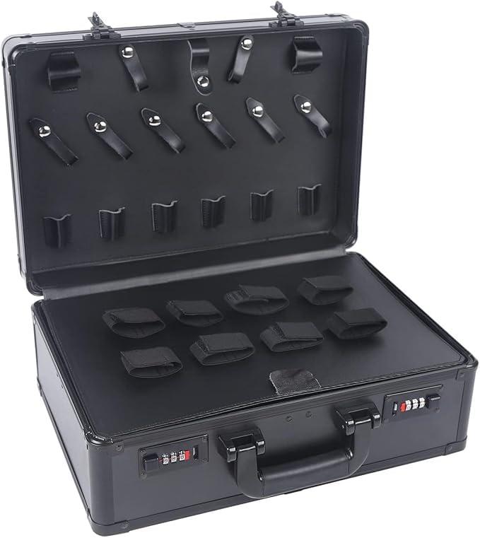 InSyoForeverEC InSyoForeverEC Professional Barber Case, Barber Tool Kits Storage, Double Layer Travel Barber Tool Box, Luxury Carrying Case for Beauty Hair Stylist Pet Groomer with Handle & Secure Numlock (Style 2)