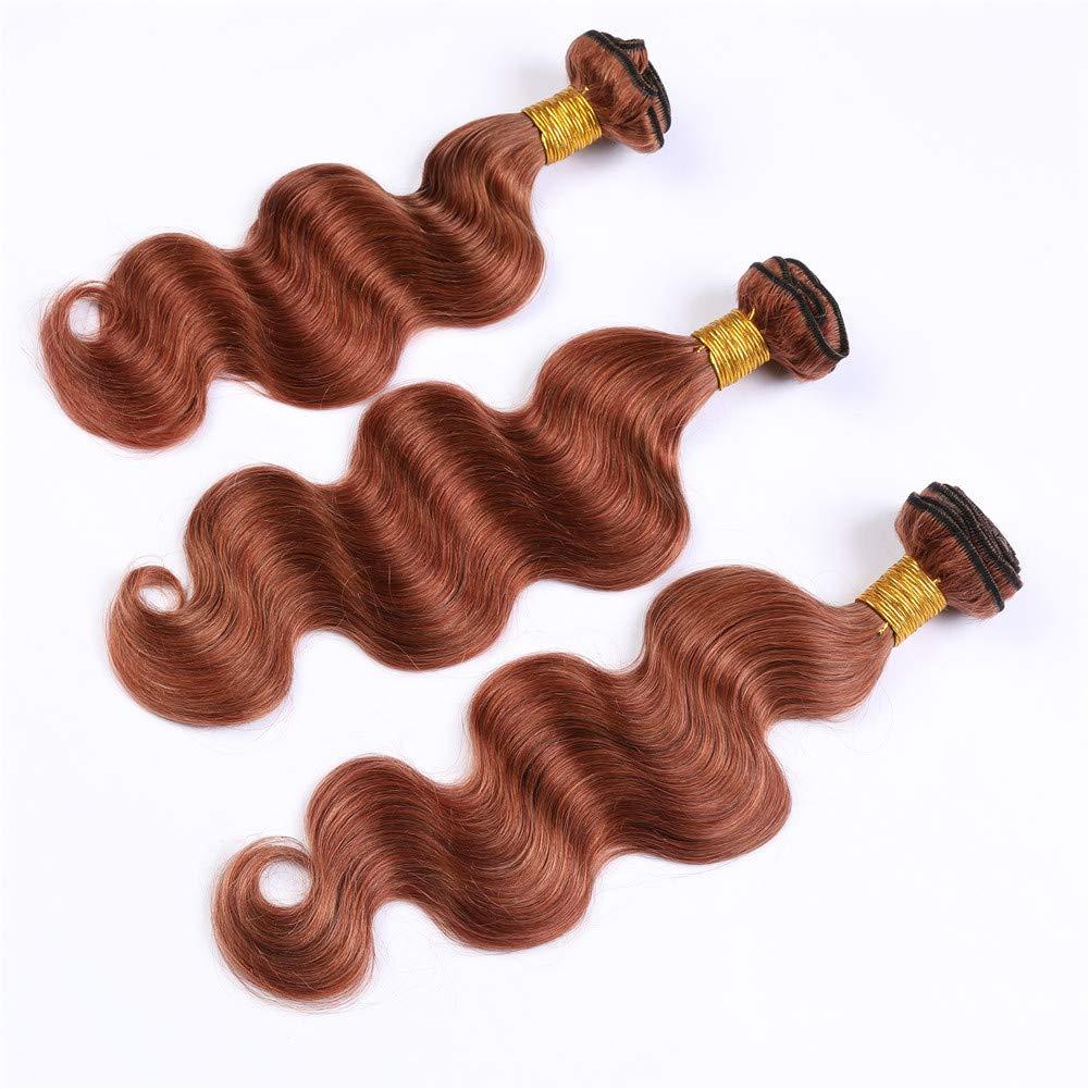 Tony beauty hair Tony Beauty Hair #33 Dark Auburn Body Wave Hair Bundles with Closure Copper Red Brazilian Wavy Human Hair Weaves with Closure Reddish Brown Lace Closure 4x4 with 3 Bundles (14 16 18+14)