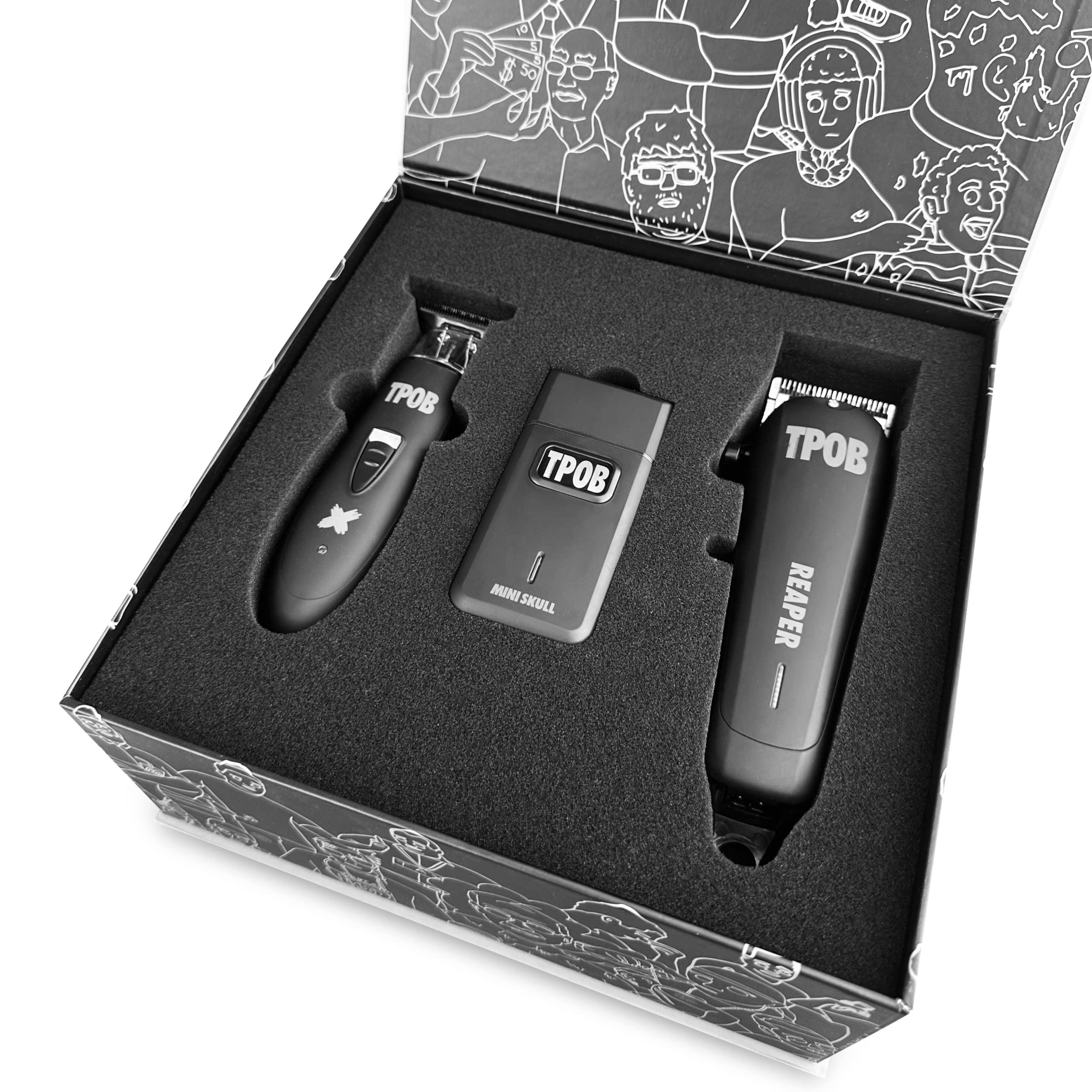 TPOB TPOB Slime 2 Black Clipper Trimmer Shaver Set Barber Hair Clippers for Men 6800 RPM with Rubber Case