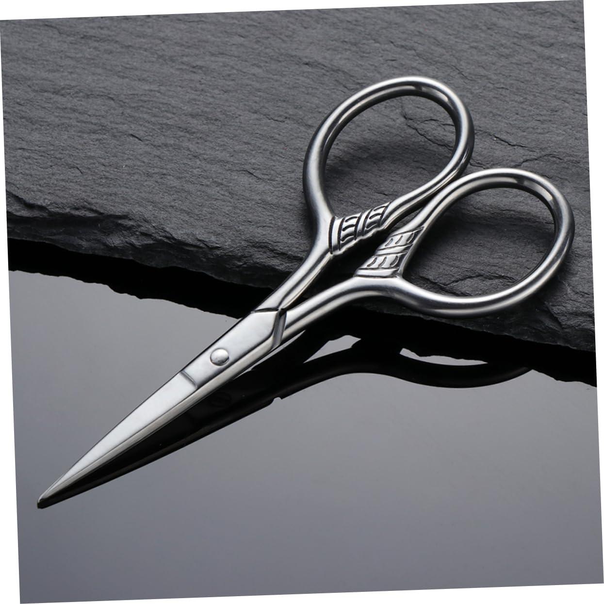 FOMIYES FOMIYES Mens Mustache Grooming Scissors 2Pcs Stainless Steel Trimming Shears Silver Professional for Barbershop Use