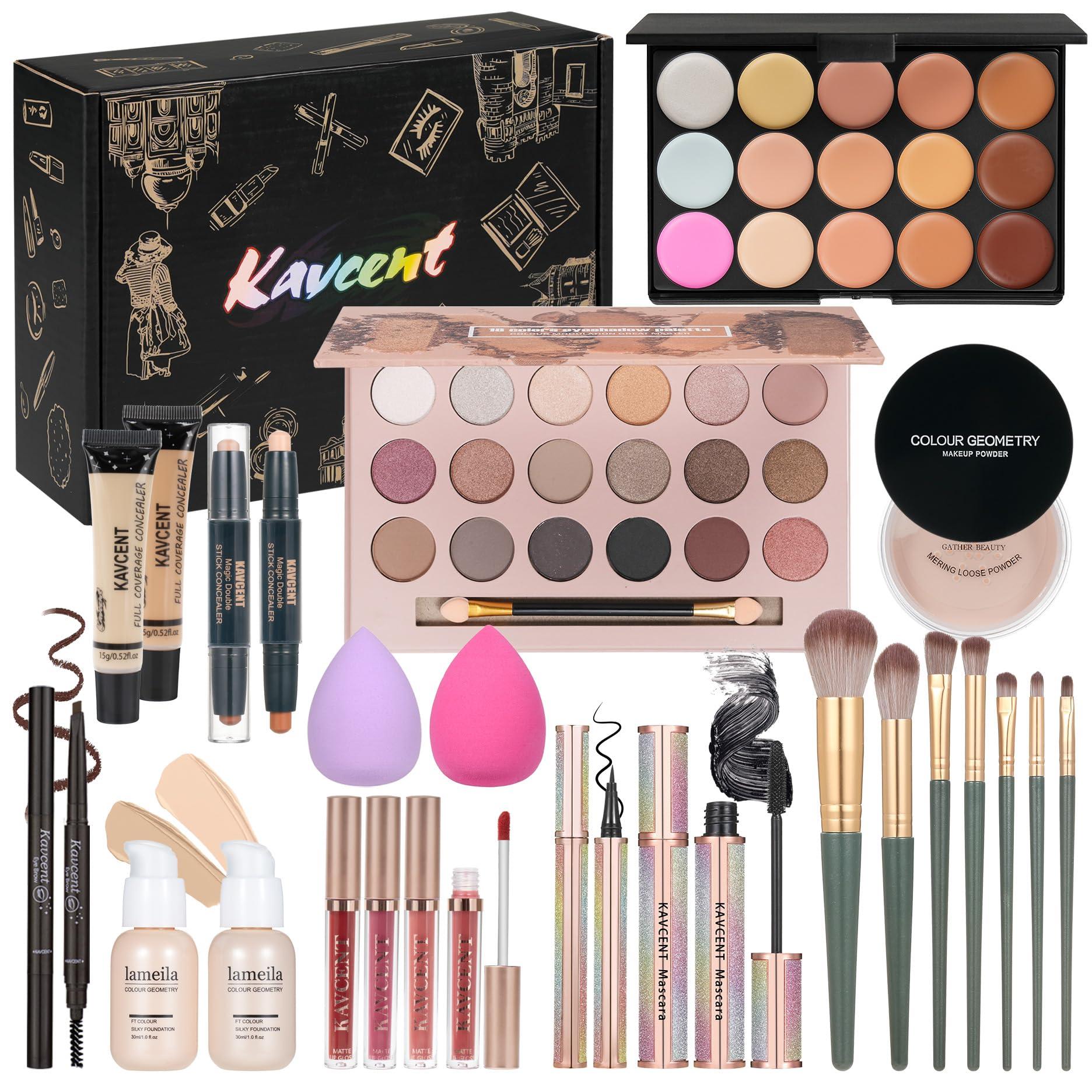 KAVCENT Makeup Kit Makeup Sets for Teens Makeup kits for Women Teenagers Make up Eyeshadow Palette Foundation Concealer Lipgloss Makeup Kit for Women Full Kit
