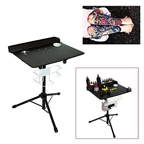 LiFuJunDong Adjustable Tattoo Work Station Arm Rest Stand Iron Tattoo Display Stand Workstation Fixed Desktop With Removable Back Tray For Salon, Studio, Shop, Beauty Salon, 61-107cm Black