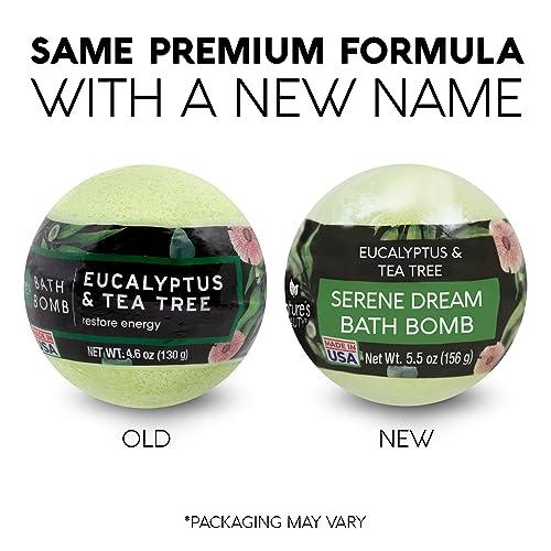 Nature's Beauty Nature's Beauty Eucalyptus & Tea Tree Bath Bomb Multi-Pack- Natural Hand Crafted, Non-Staining, Luxury Fizzy Spa Bomb, Sooth + Restore Skin, Made w/Coconut Oil & Witch Hazel, 4.6oz (4 Pack)