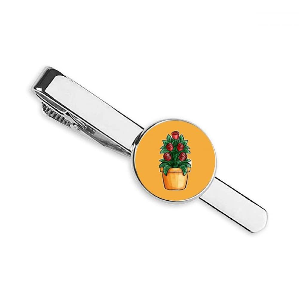 OFFbb-USA Potted Rose Cartoon Necktie Tie Clip Bar Gift Business Man
