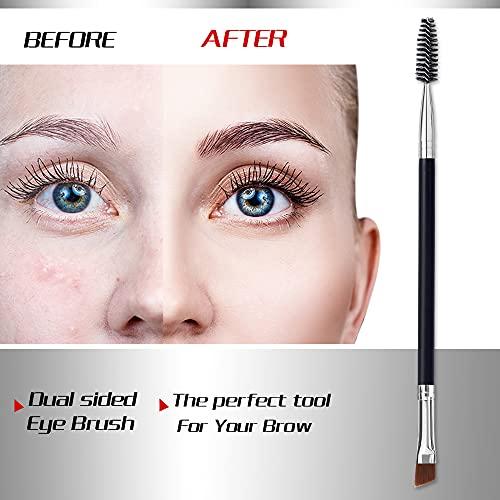 LOOKSEVEN Duo Eye brow Brush, Angled Eyebrow Brush and Spoolie Brush, Eyelash Comb Eyebrow Brush Tool (1 Pcs)