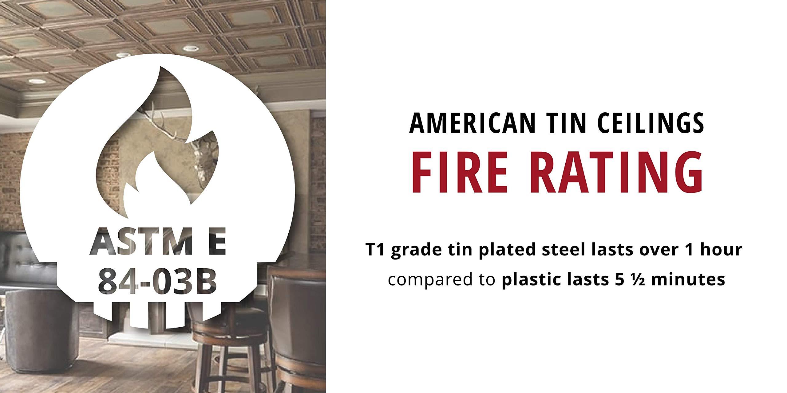 American Tin Ceilings American Tin Ceilings [5 Pack] 24\" x 24\" 100% Tin Nail-Up Ceiling Tiles | Pattern #1 Square Design with Modern Geometric Beveled Squares, for Ceilings & Walls | n-p01-raw