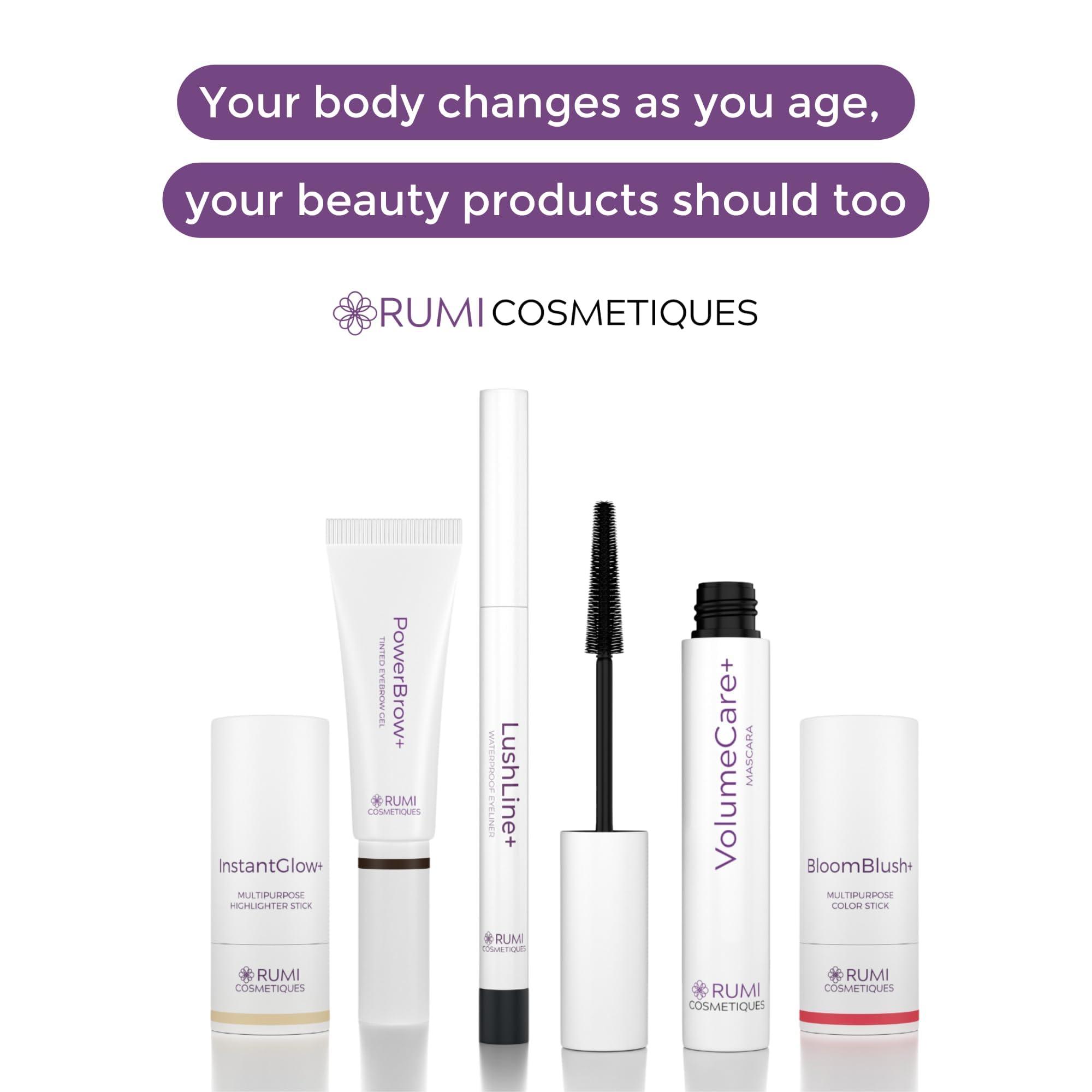 Rumi Cosmetiques Rumi Cosmetiques VolumeCare+ Mascara For Older Women - Extreme Length and Volume 2-in-1 Formula - No Clumps, Long-Wearing, Hypoallergenic Mascara For Sensitive Eyes (Natural Black)